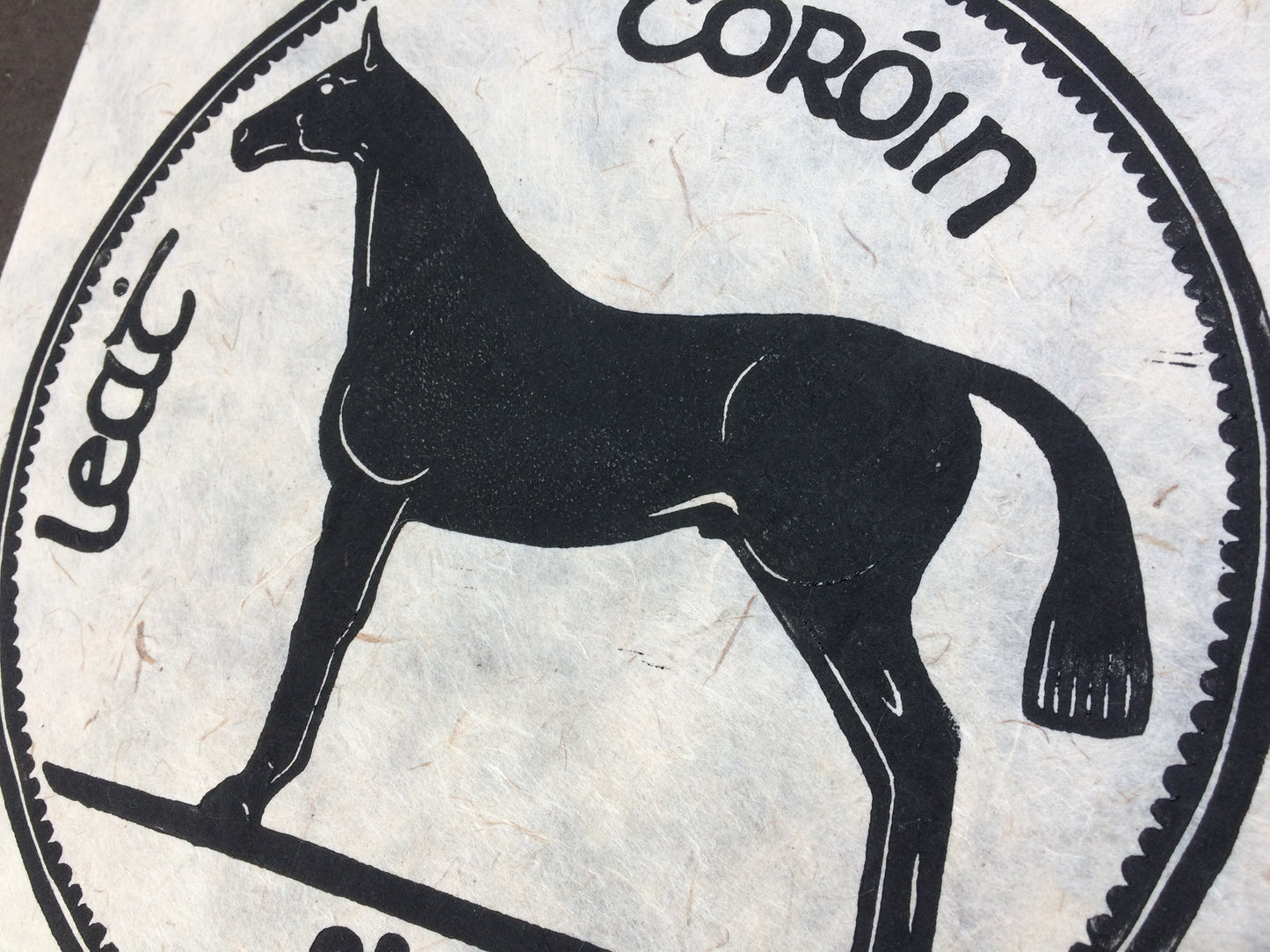Half Crown Two Shillings and Sixpence Horse Irish Coin Lino Print