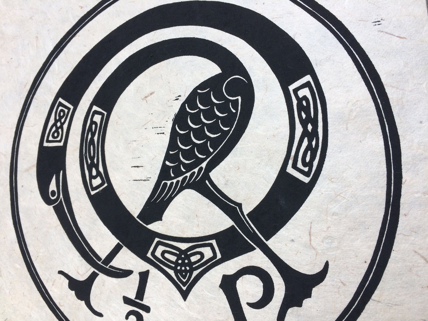 1/2 Penny Coin Irish Coin Lino Print