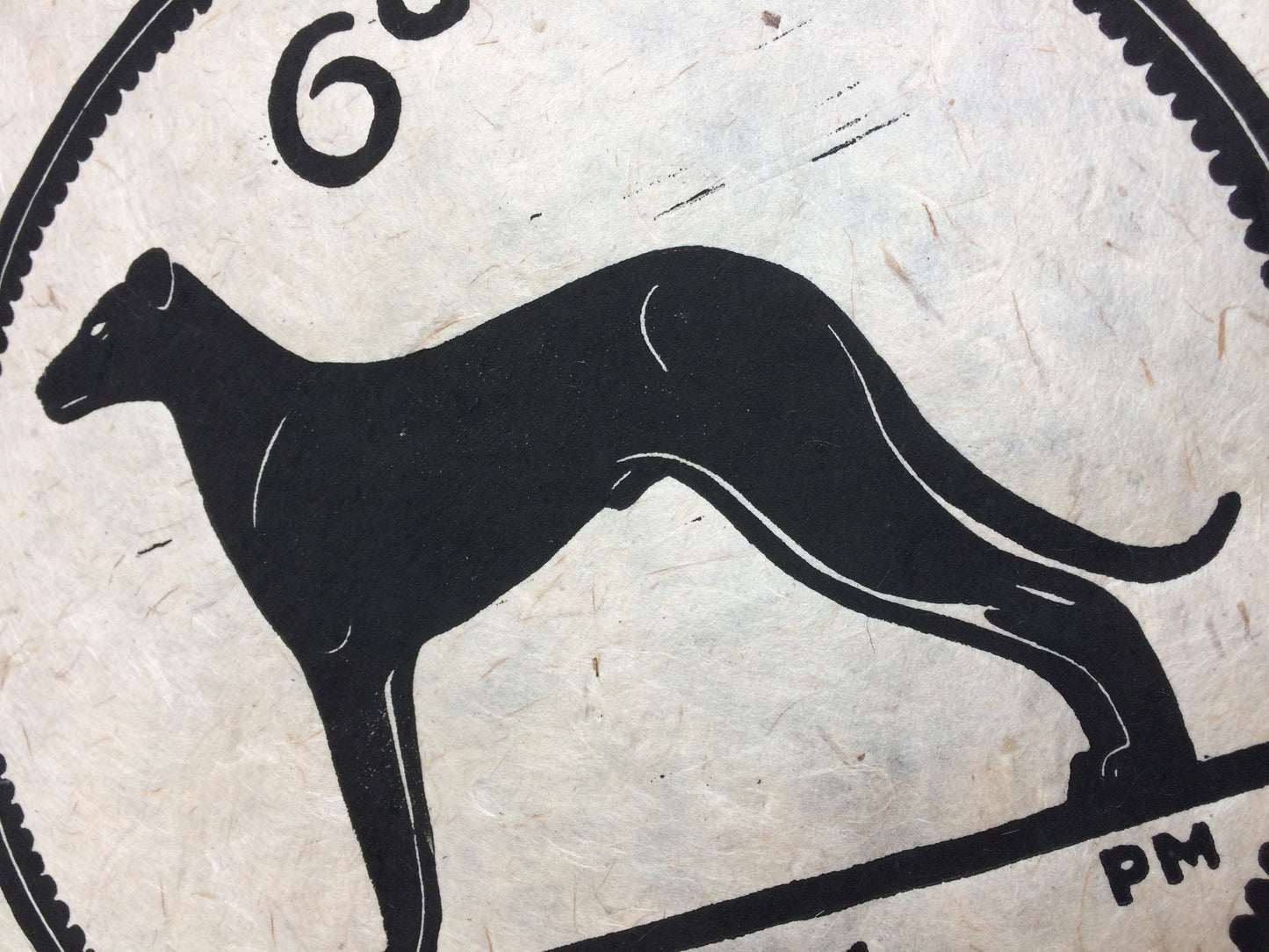 Sixpence Greyhound Irish Coin Lino Print