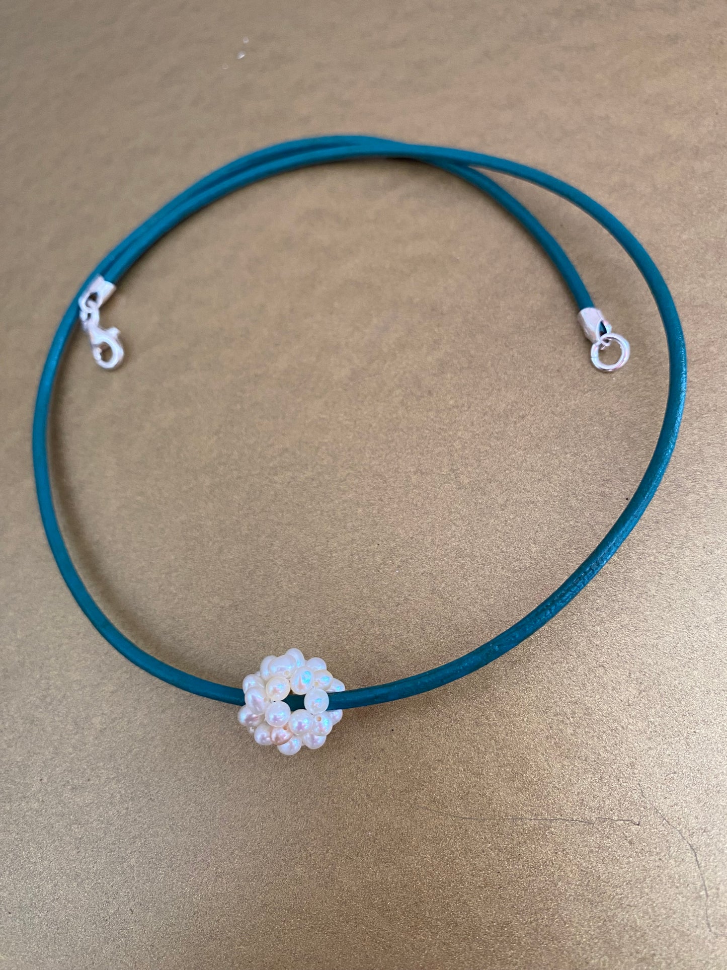 Summer Time Pearl and Leather Necklace -NEW