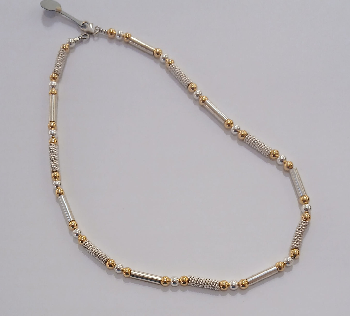 Silver and Gold Beaded Rope Necklace
