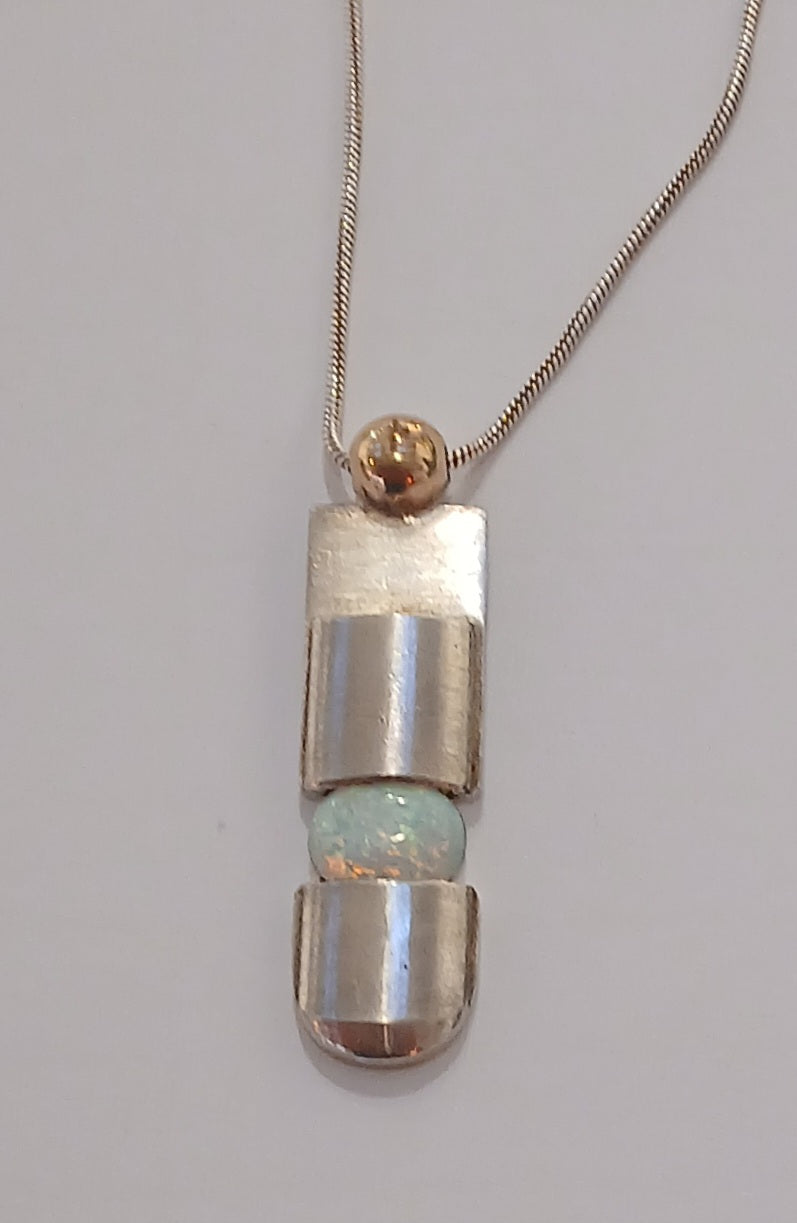 Sterling Silver B Bar with Opal