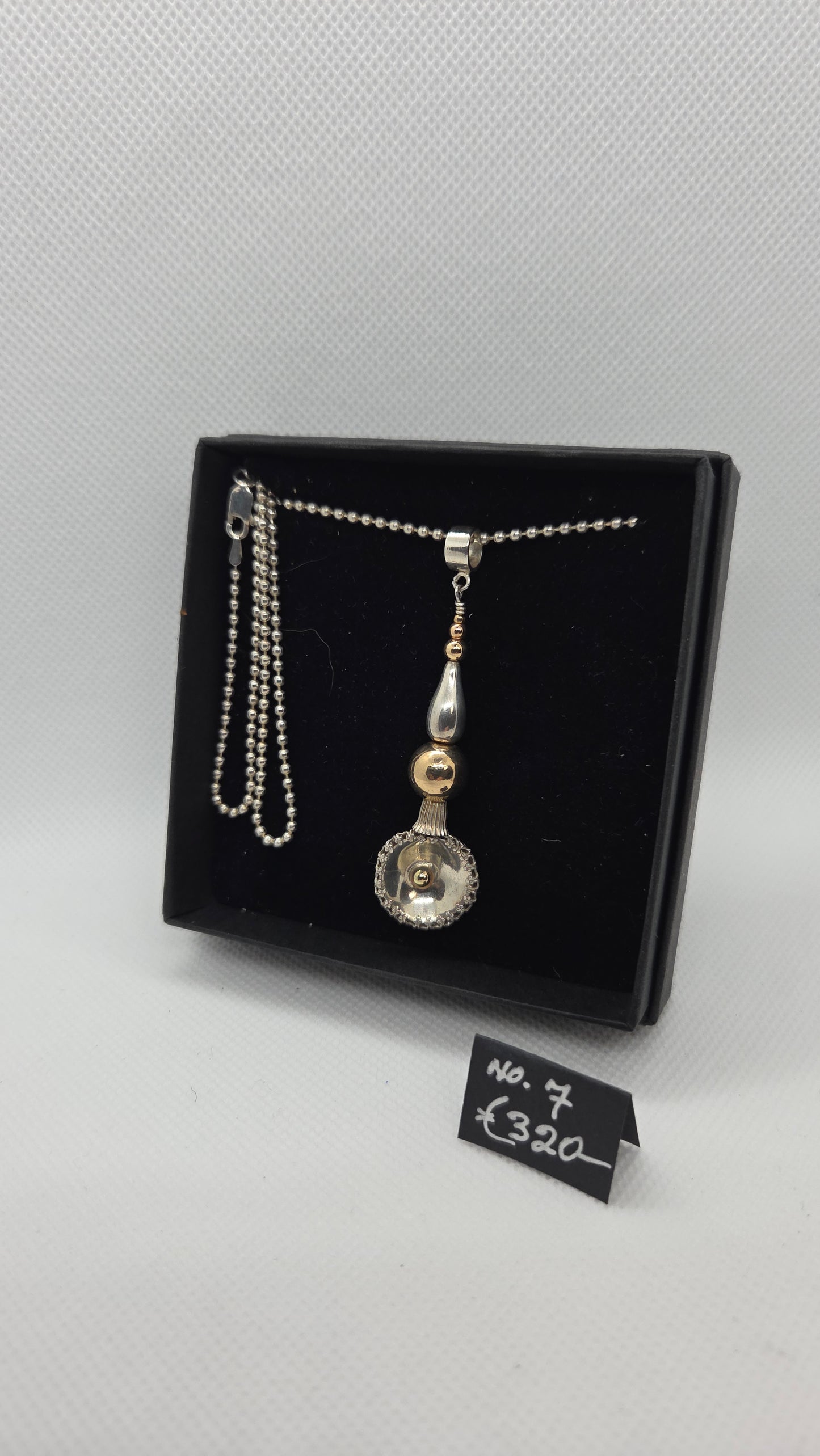 Silver Ball chain necklace with Beaded pendant