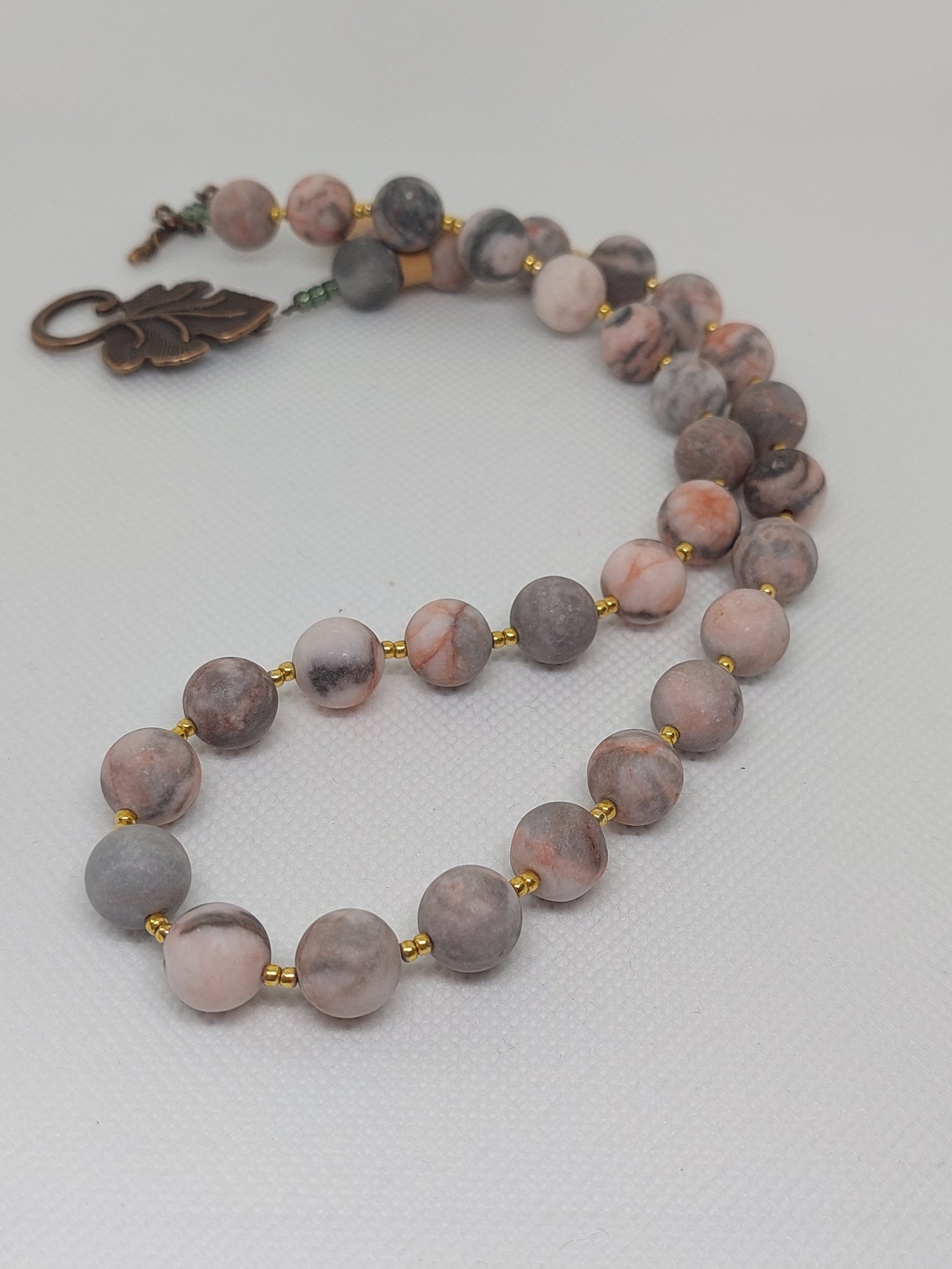 Pink and Grey Agate Necklace