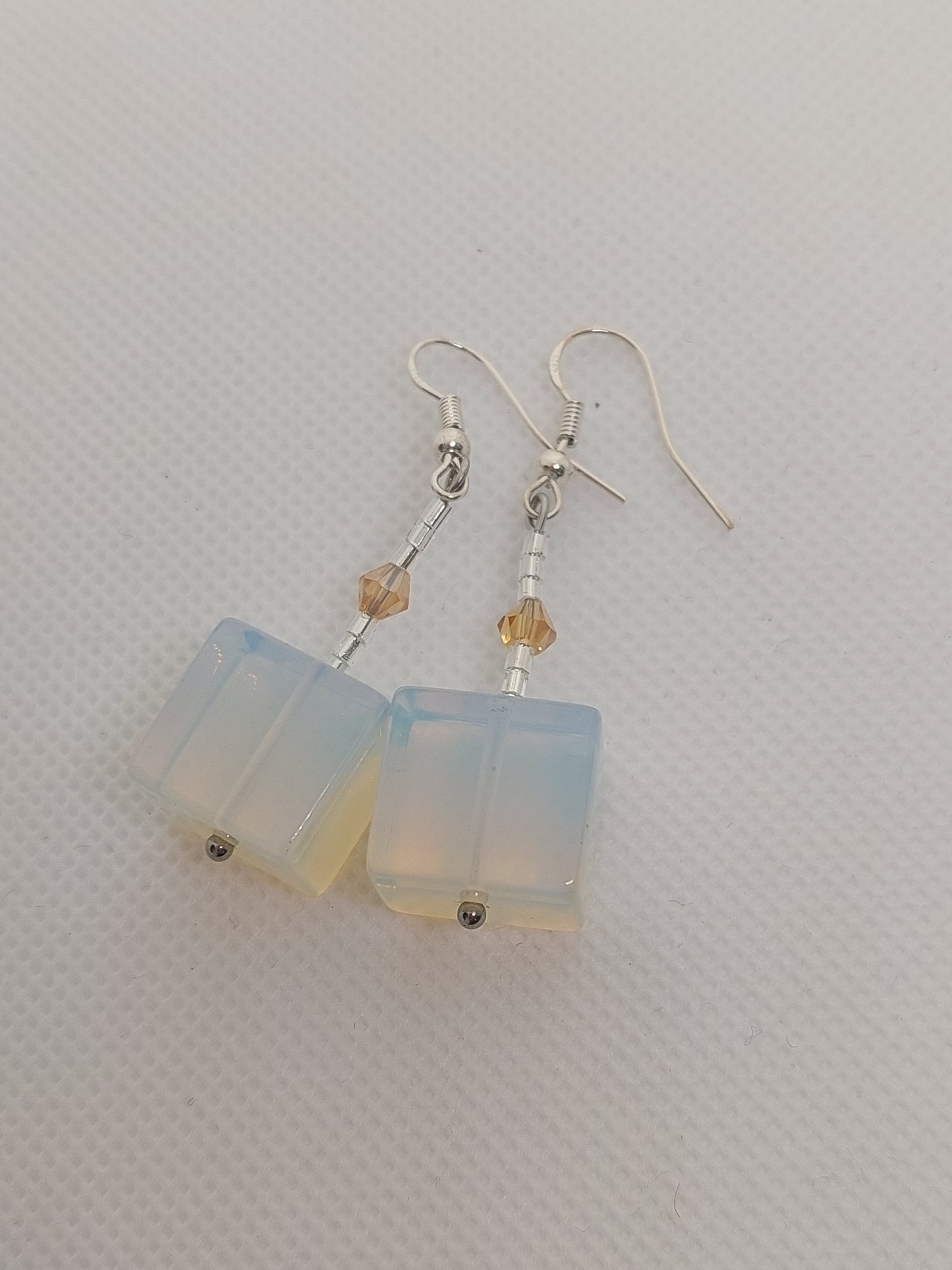 Drop Earrings Moonstone Cube