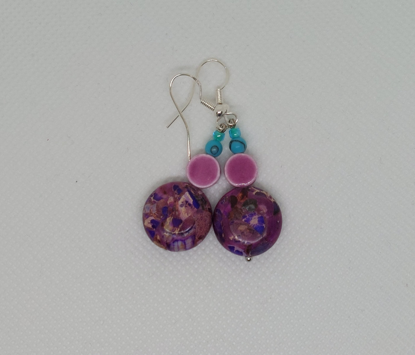 Drop Earrings Mosaic and Purple