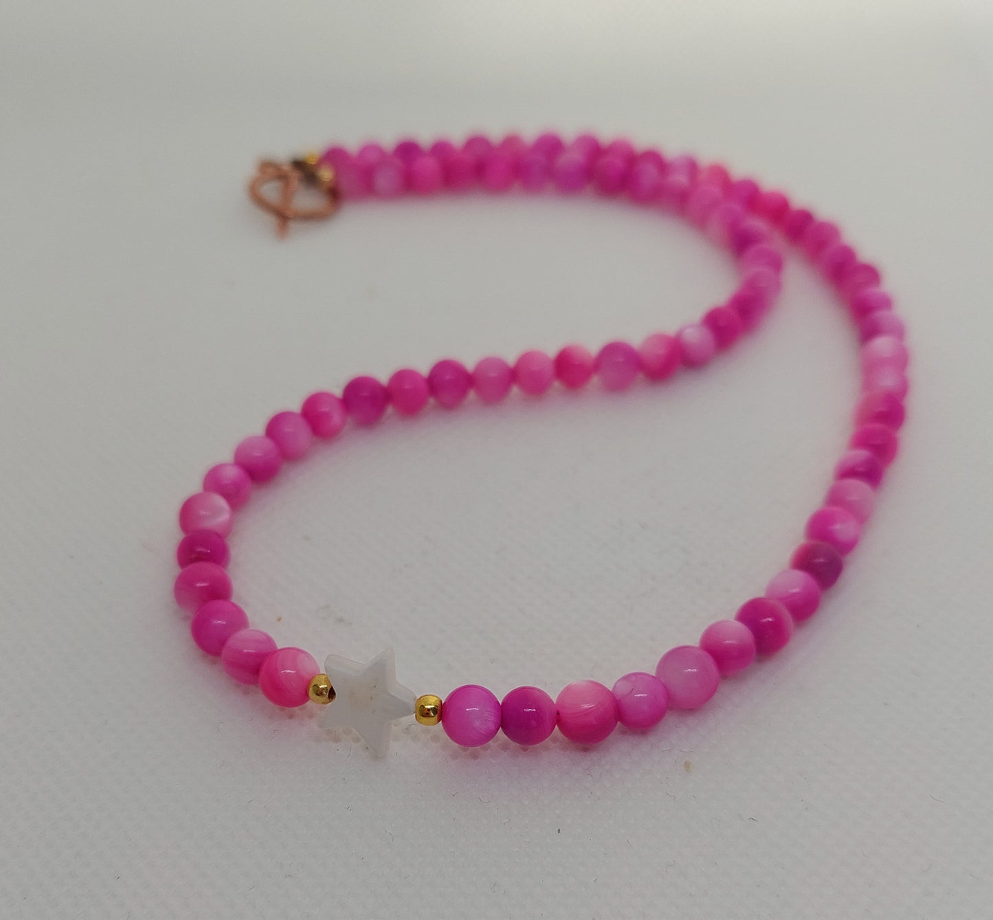 Pink agate star necklace