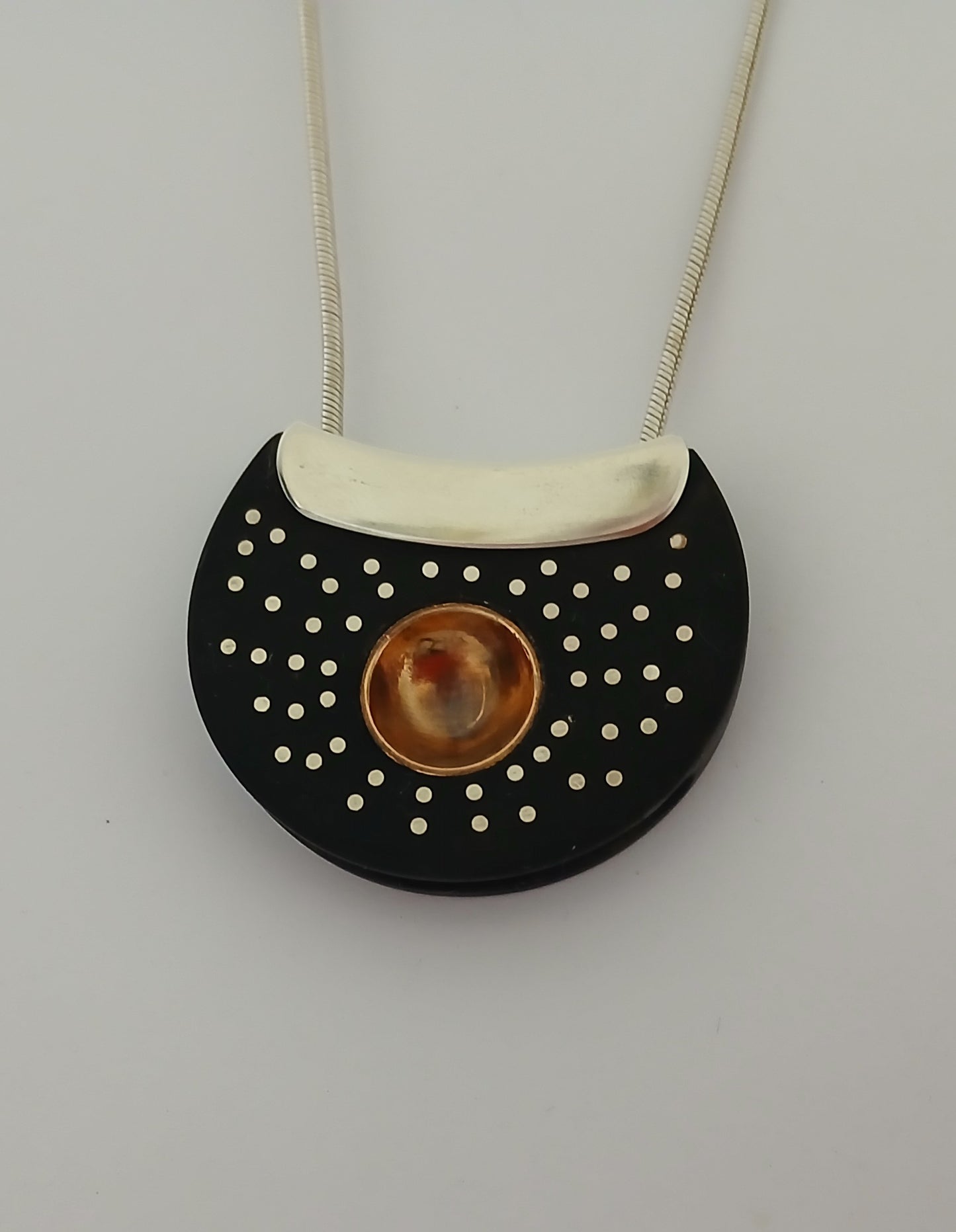 Ebony, Silver and Gold Pendant