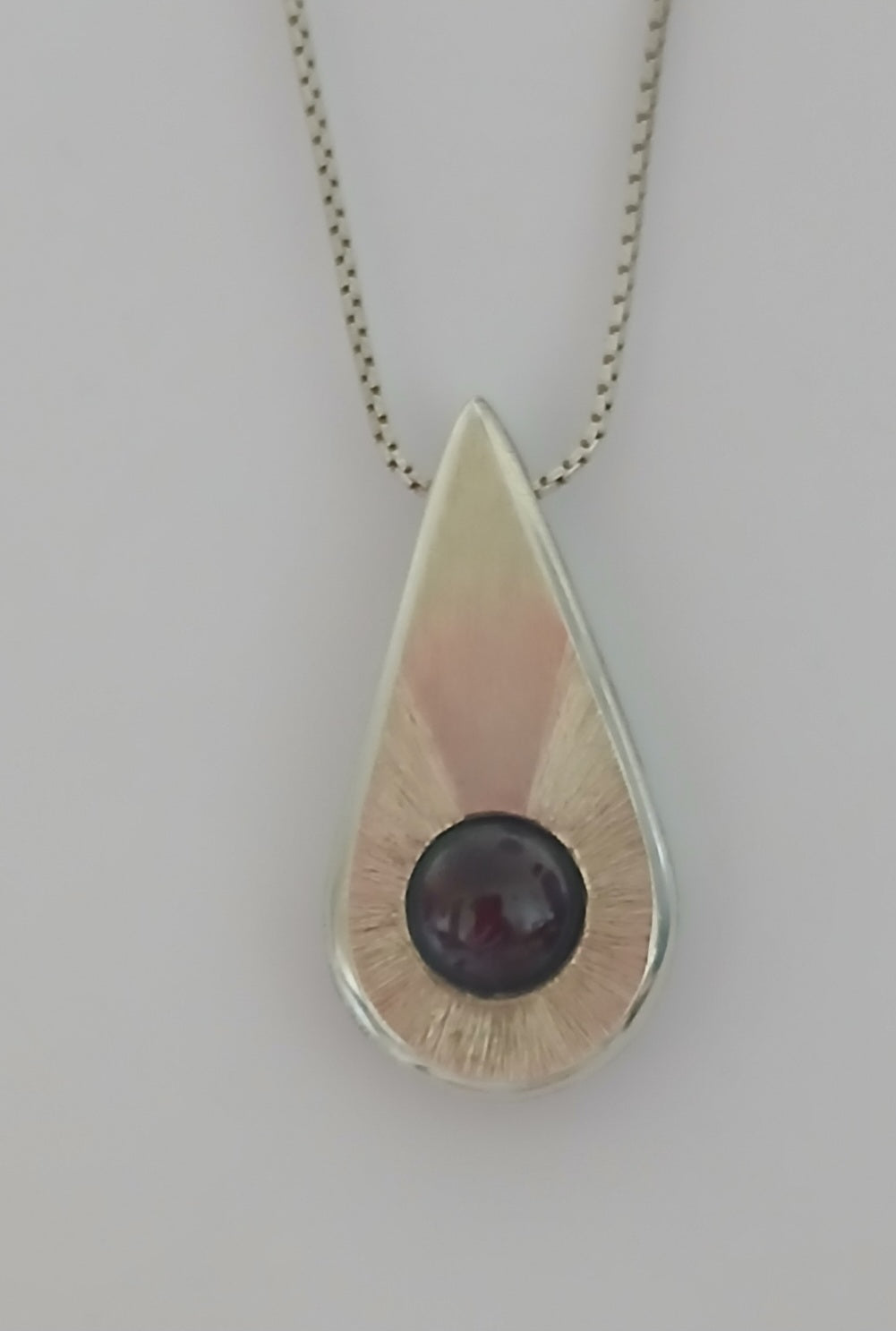 Silver Raindrop Pendant with Garnet
