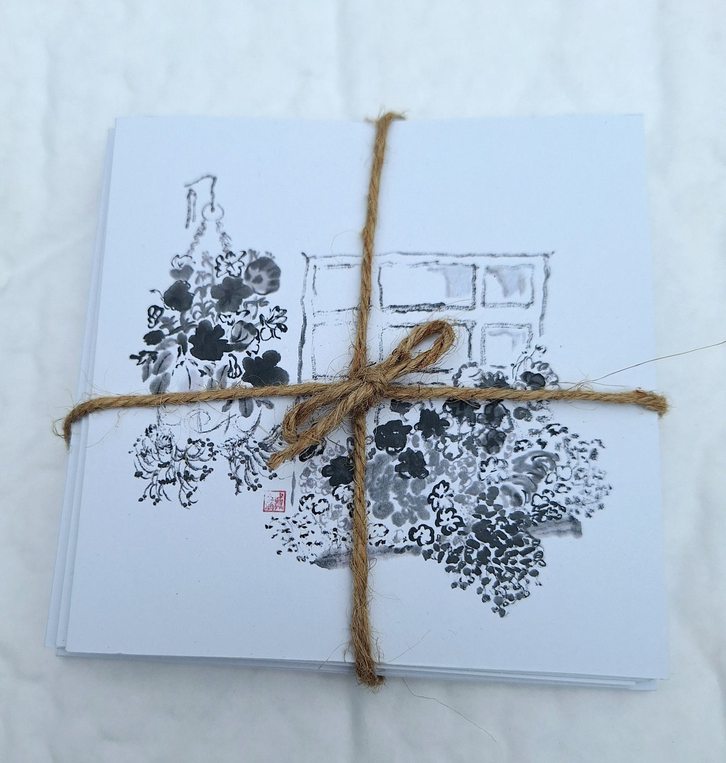 Pack of 6 Art Cards – Chinese Ink Drawings of an Irish Summer Garden (Designed for Bloom)
