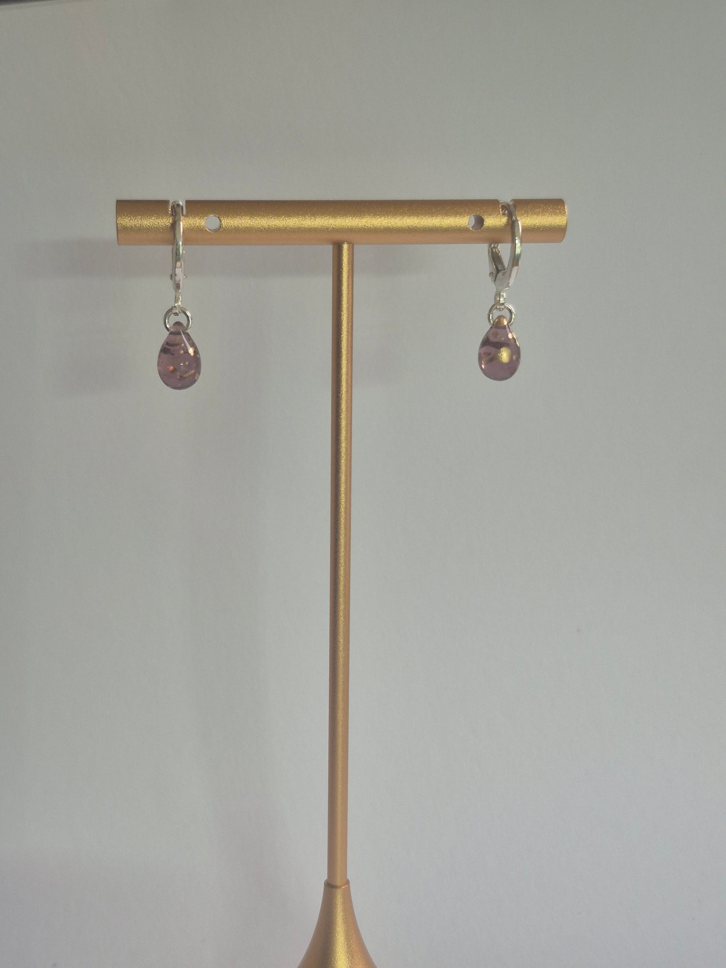 Czech glass and sterling silver droplet earrings