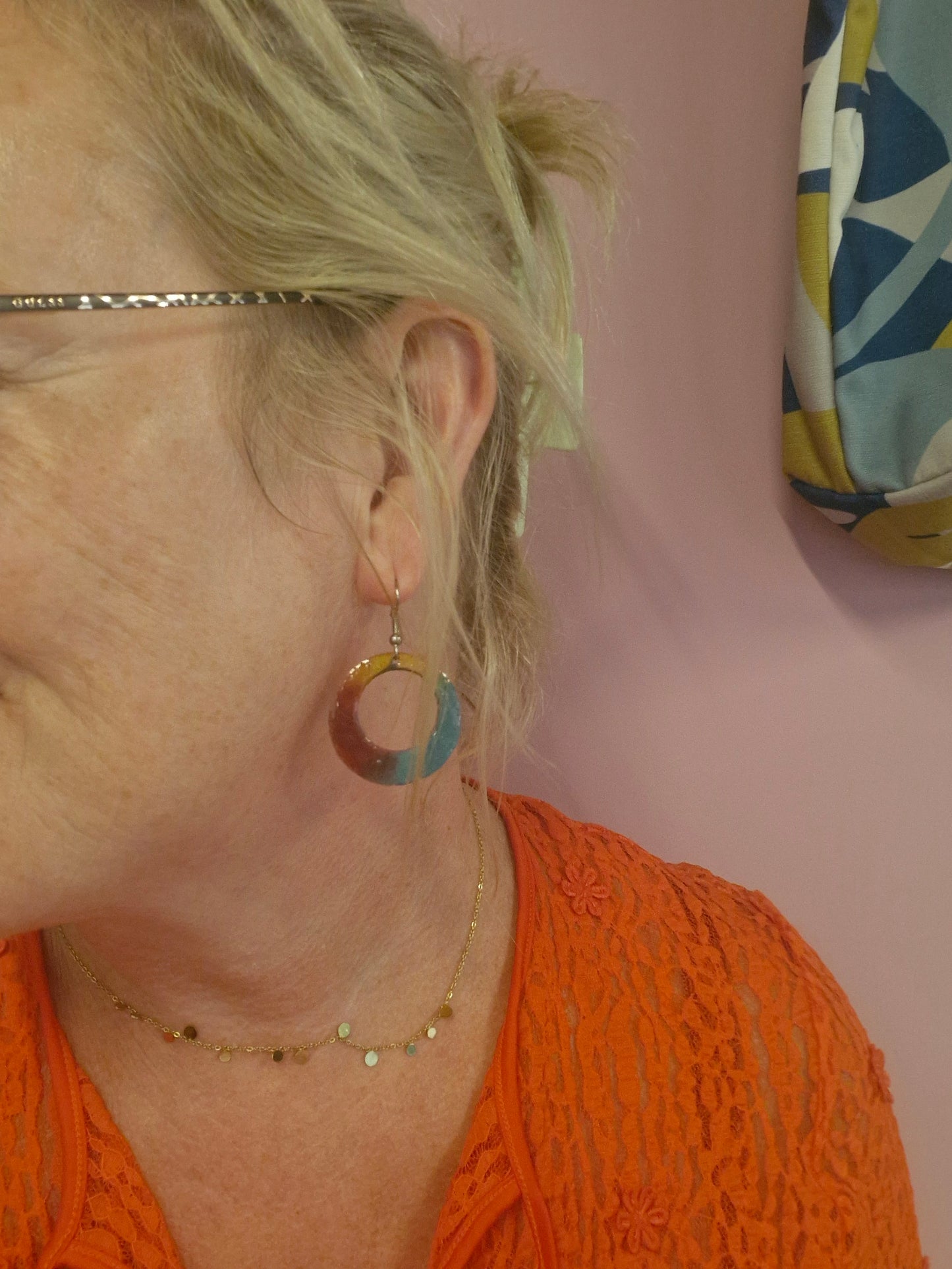 Pastel Ruby Enamel Hoops