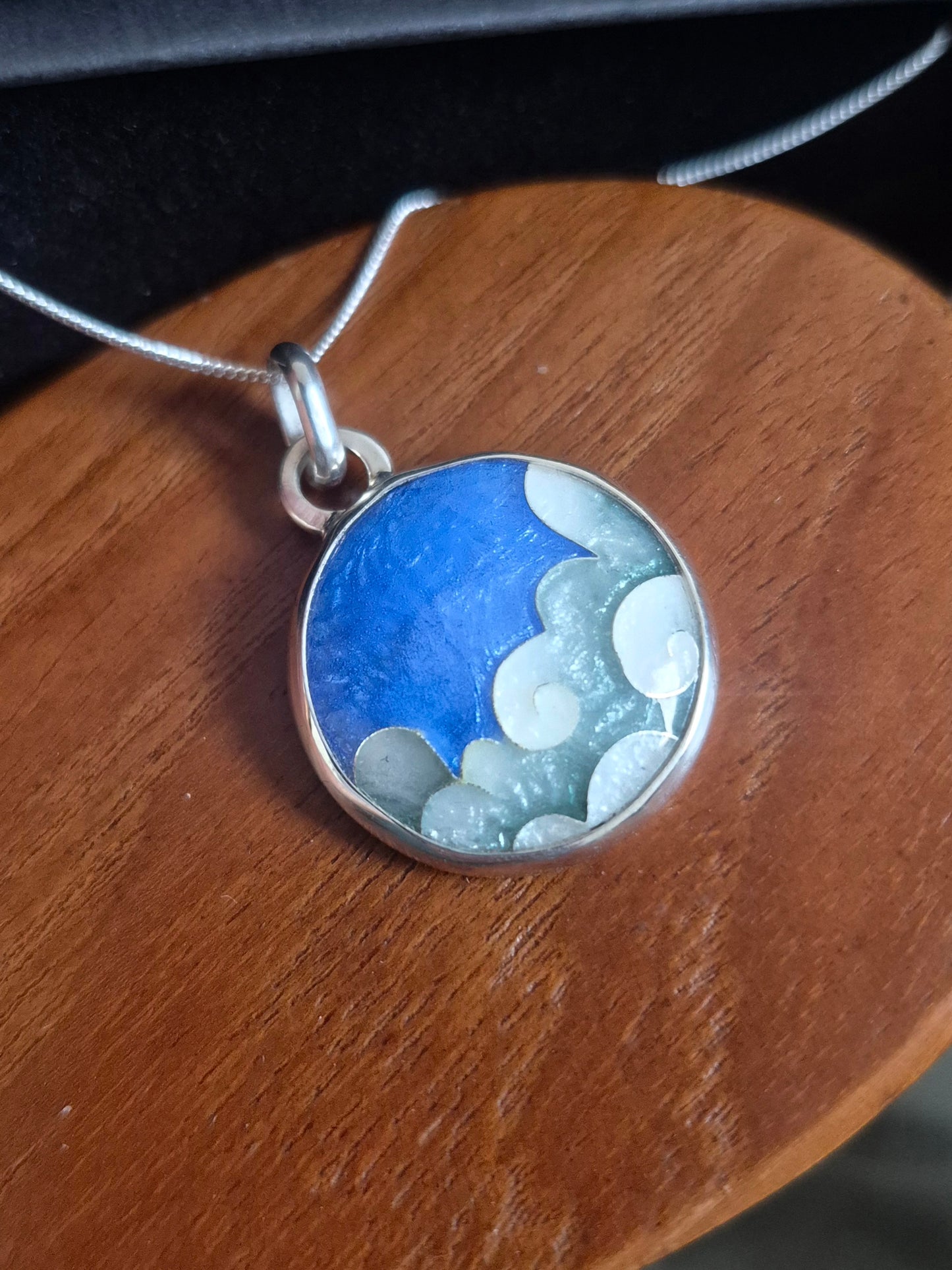 Enamel cloud necklace
