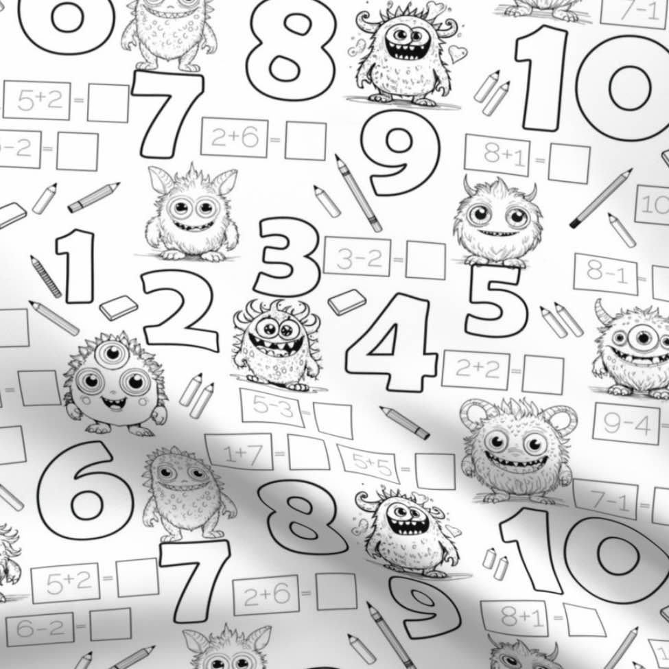 Monster Numbers ‘Colour Me’ Apron with 12 Washable Markers – Reversible, Creative, and Durable Apron for Kids Aged 3-8 | Gift Idea