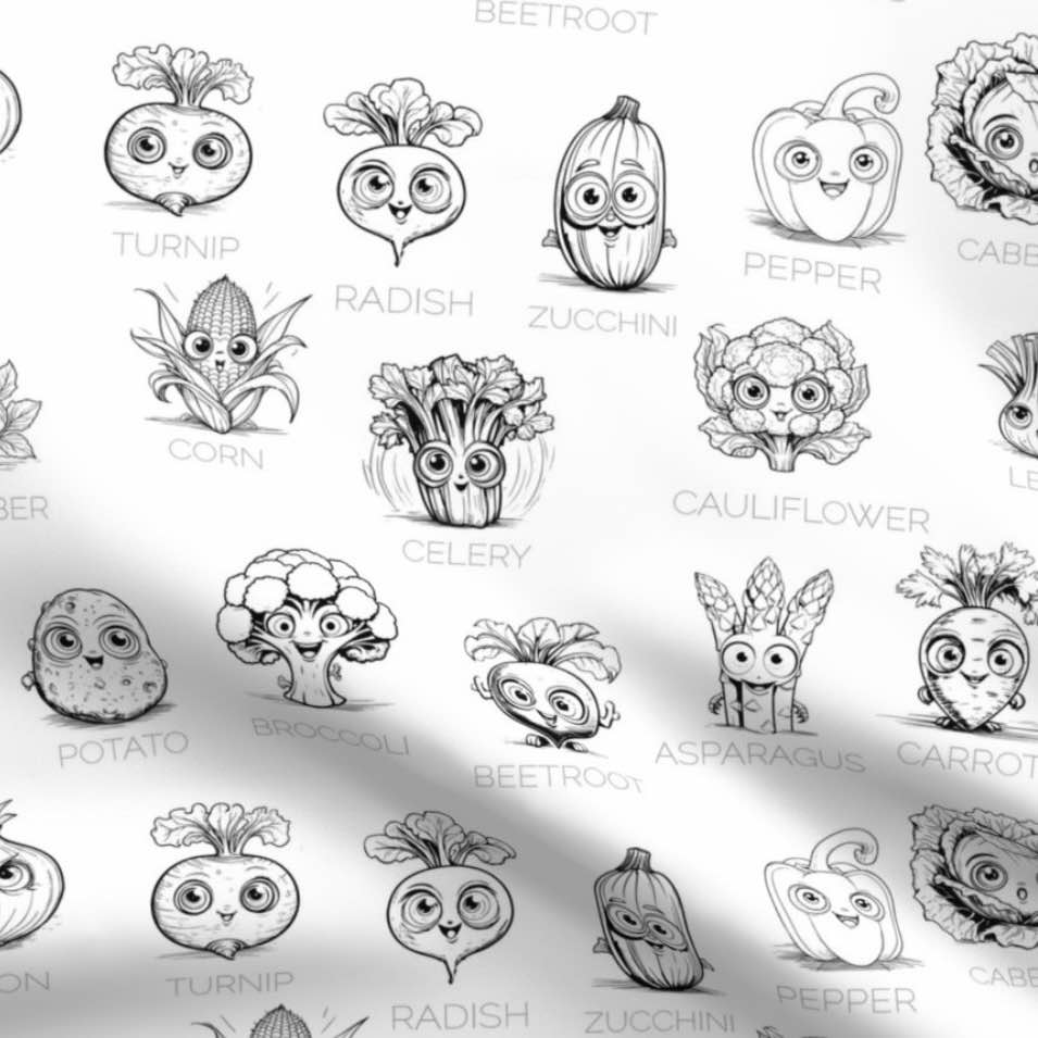 Vegetable ‘Colour Me’ Apron with 12 Washable Markers – Reversible, Creative, and Durable Apron for Kids Aged 3-8 | Gift Idea