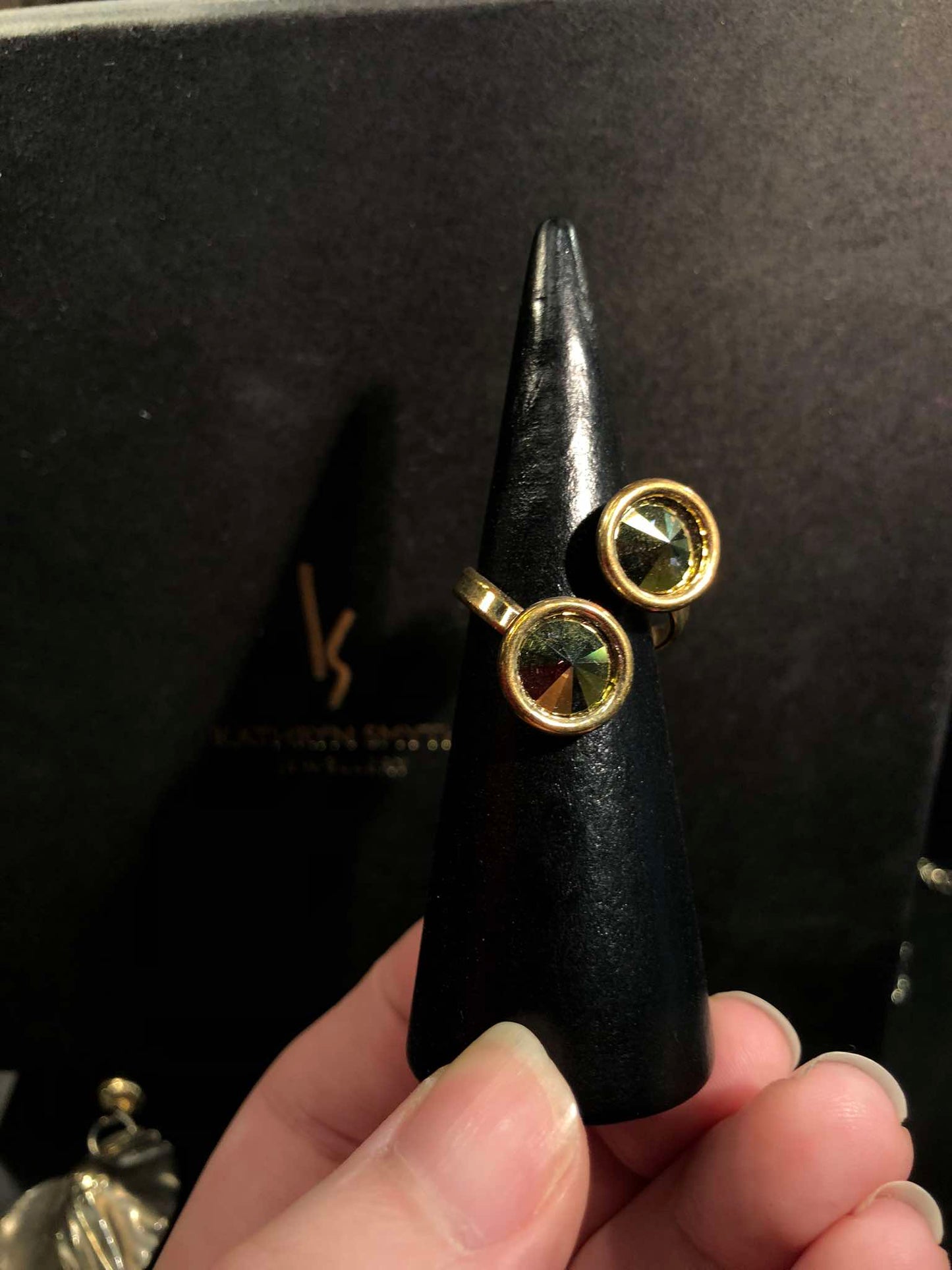 Gold Plated Sterling Silver Swarovski Crystal Adjustable Ring