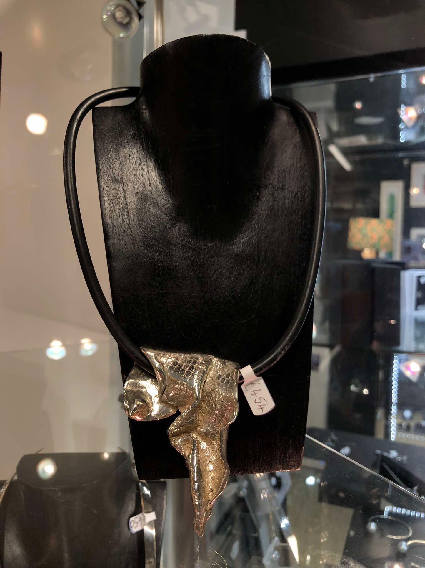 Black Rubber Torc with Sterling Silver Snakeskin Pendant