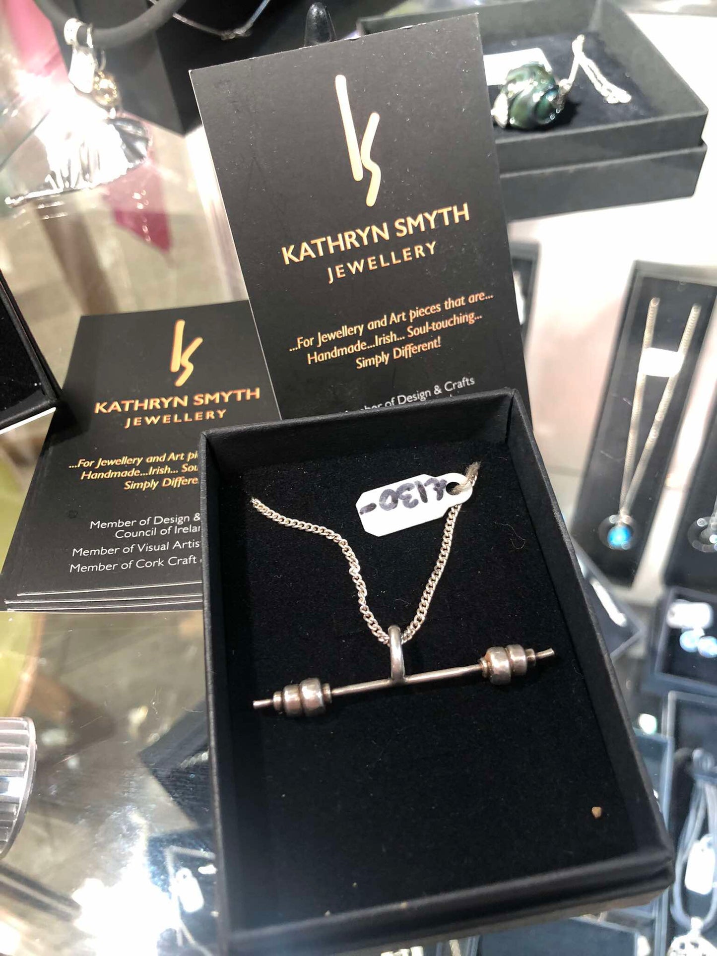 Weightlifting Bar Squat necklace Stg Silver