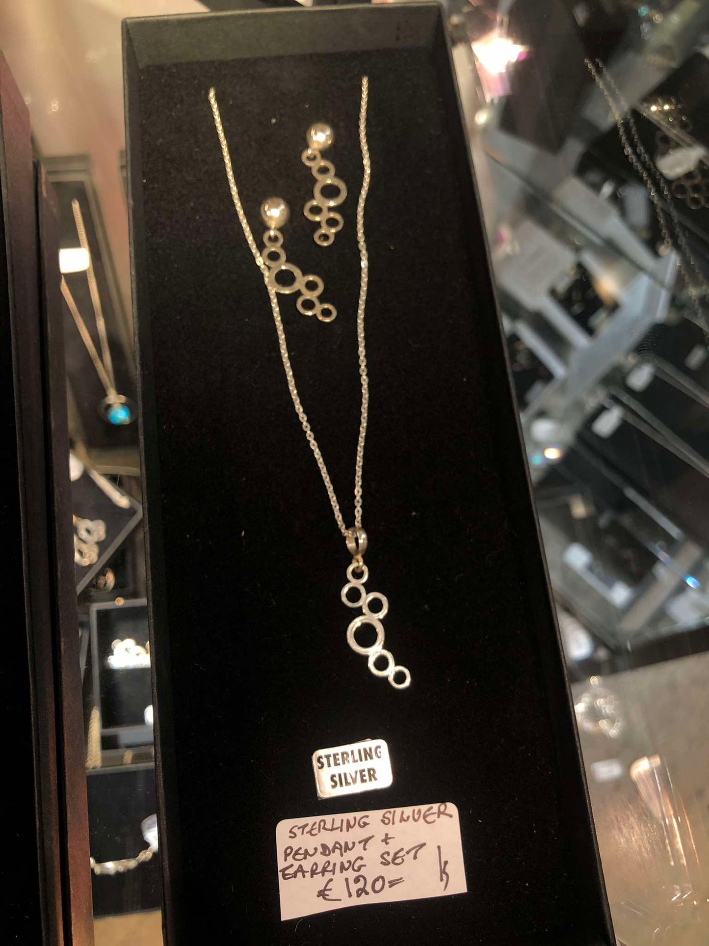 Circular Stg Silver Motif Necklace and earring set