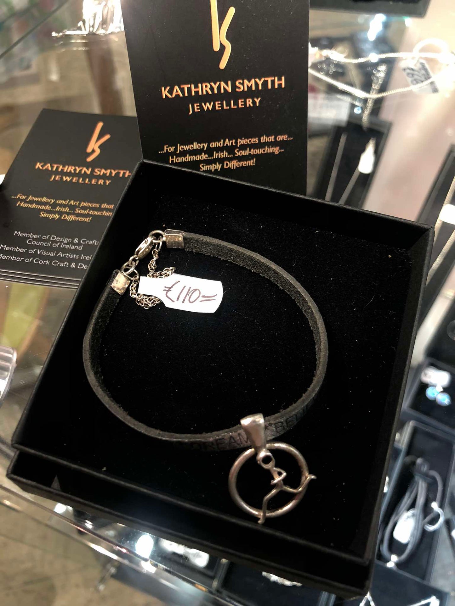 Sterling Silver Runner Bracelet with Leather Strap