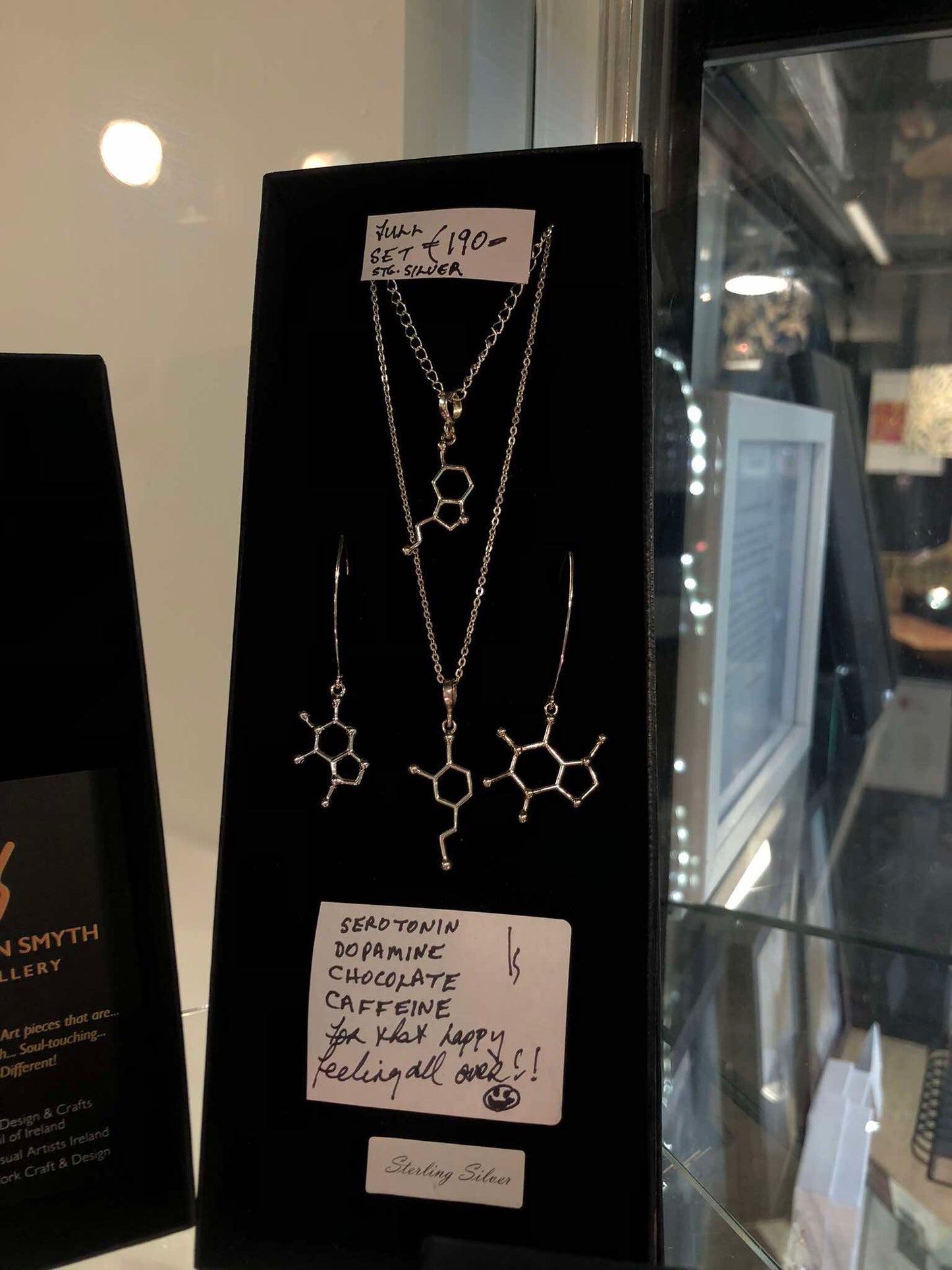 Chemical Structure Necklace and Earring Set