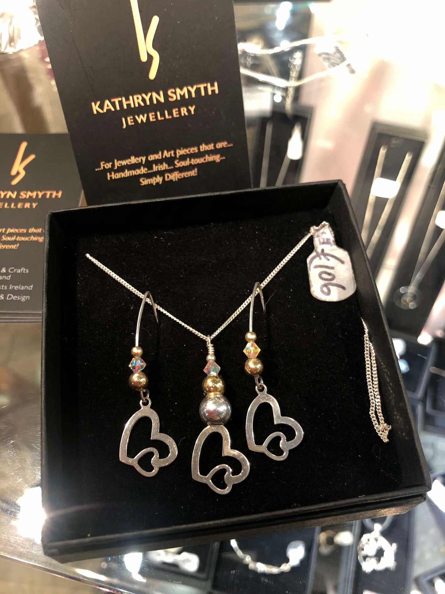 Love Heart motif Necklace and Earring Set