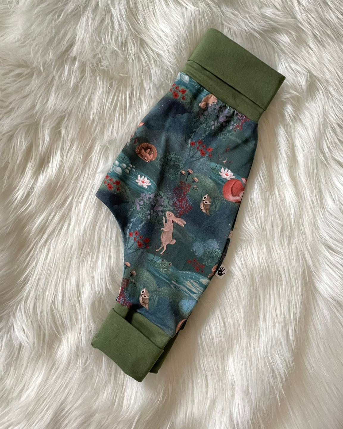 Forest Animal print- Handmade "Grow with Me" Baby Harem Pants – Adjustable, Comfy & Durable