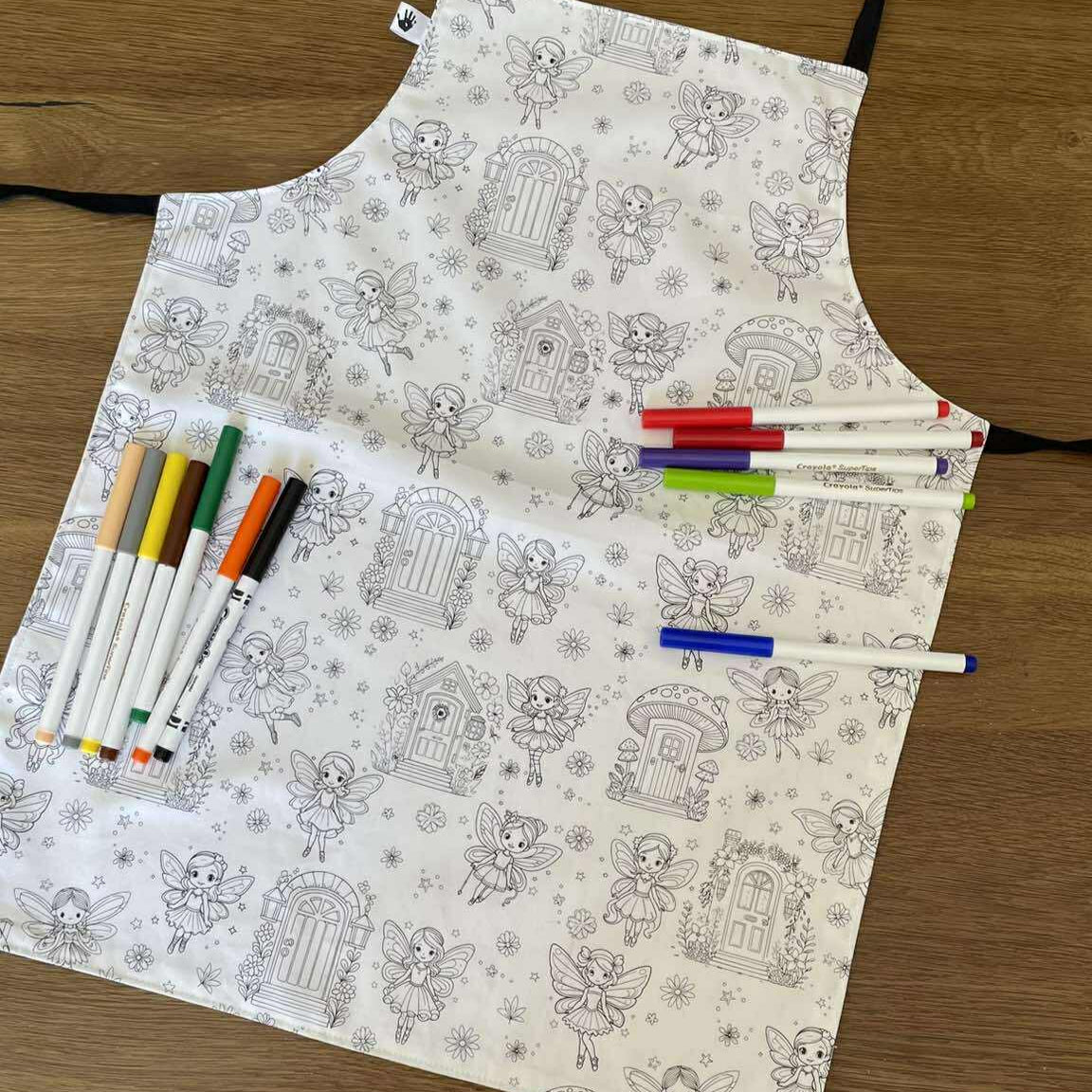 Fairytale ‘Colour Me’ Apron with 12 Washable Markers – Reversible, Creative, and Durable Apron for Kids Aged 3-8 | Gift Idea