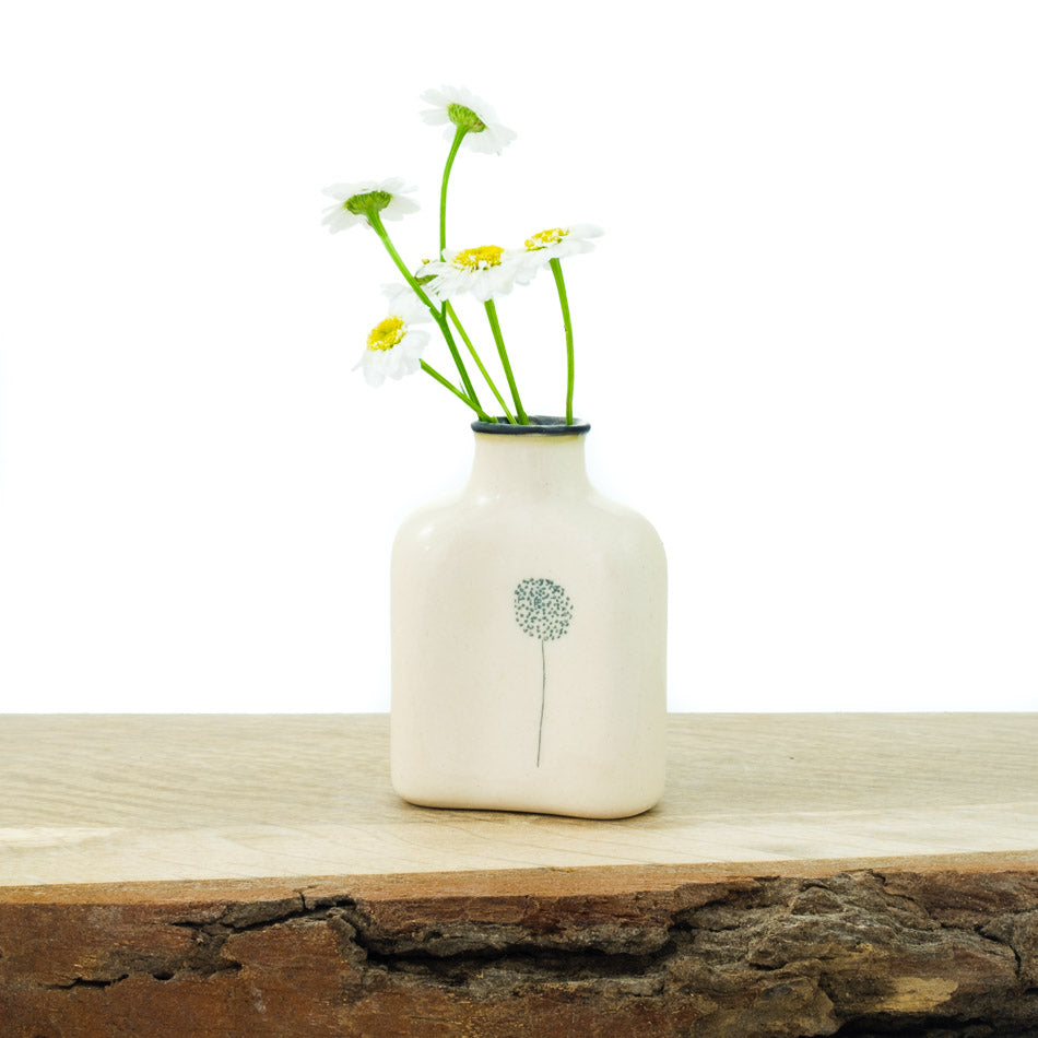 Ceramic Hip Vase- Allium Design + Allium hanging Heart