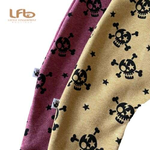 Skull Mustard Yellow "Grow with Me" Baby Harem Pants