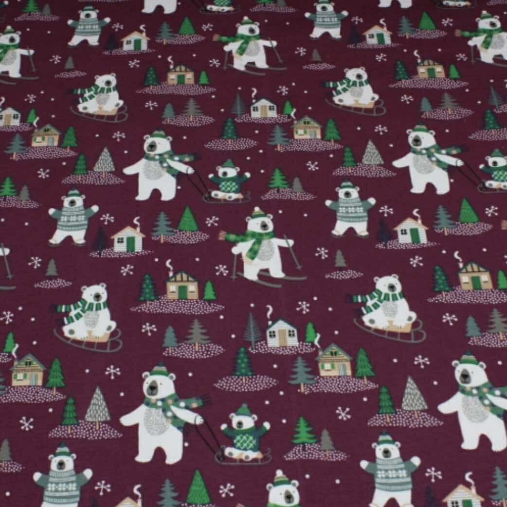 Burgundy Polar Bear - Baby Bandana Bib โ Absorbent Dribble Bib