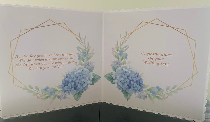 Hand crafted 8”x 8” Wedding card