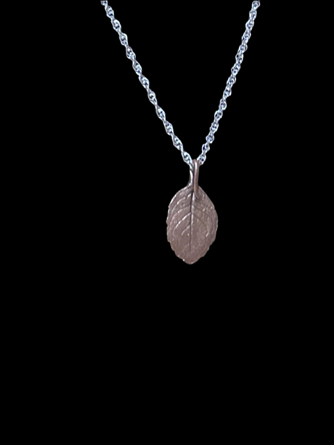 Bronze leaf necklace (small)
