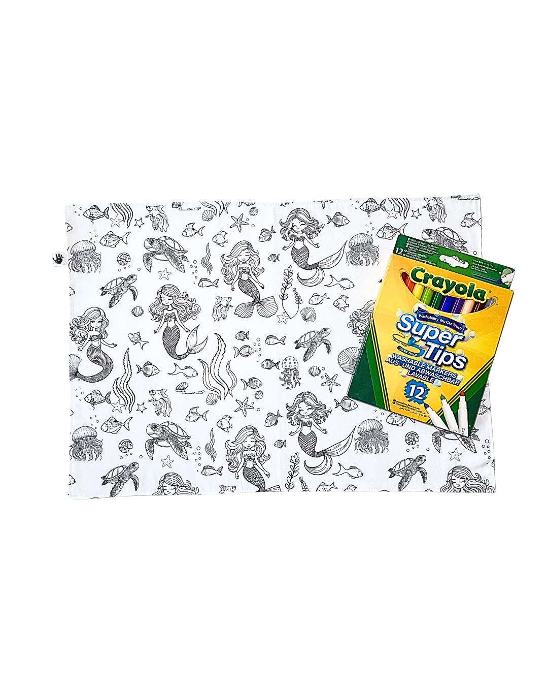 DC Mermaid 'Colour Me' Placemat with 12 Washable | Reversible Colouring Placemat