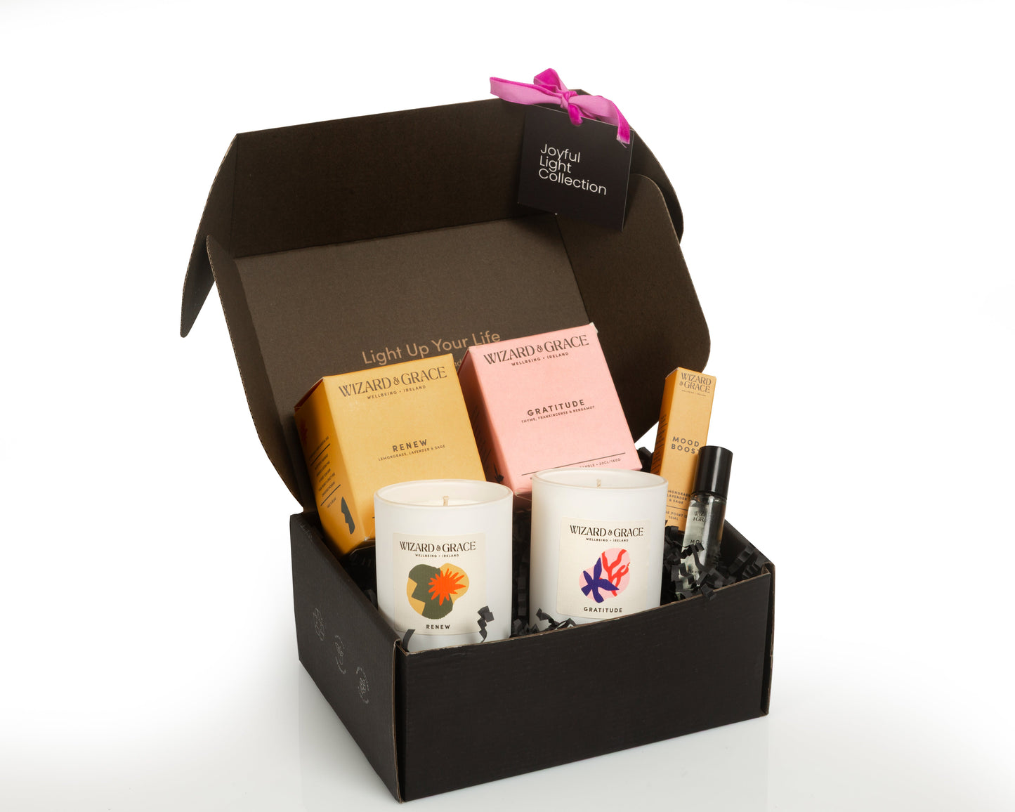 Wizard & Grace Joyful Light Collection: Mood Boost & Gratitude Gift Set | Irish Aromatherapy Candle Gift Set