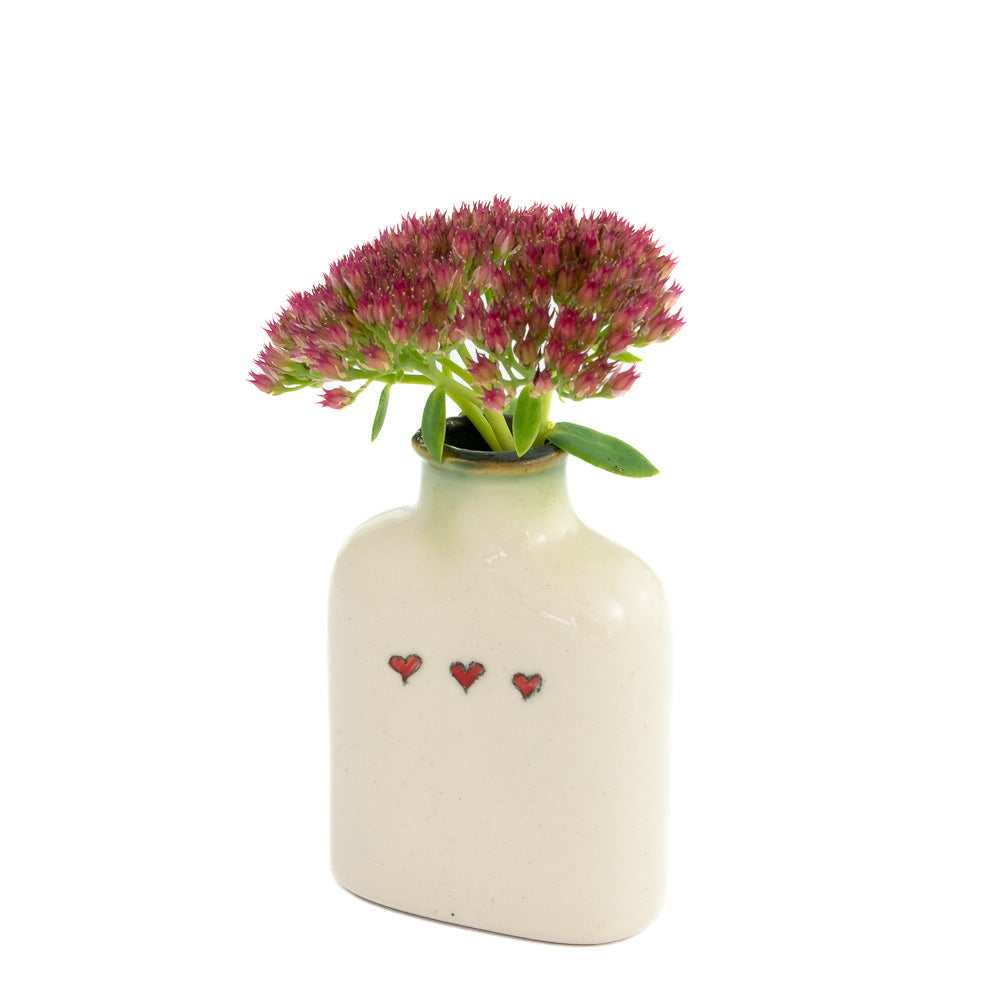 Ceramic Bud Vase - Hip Flask - 3 Heart Family Design