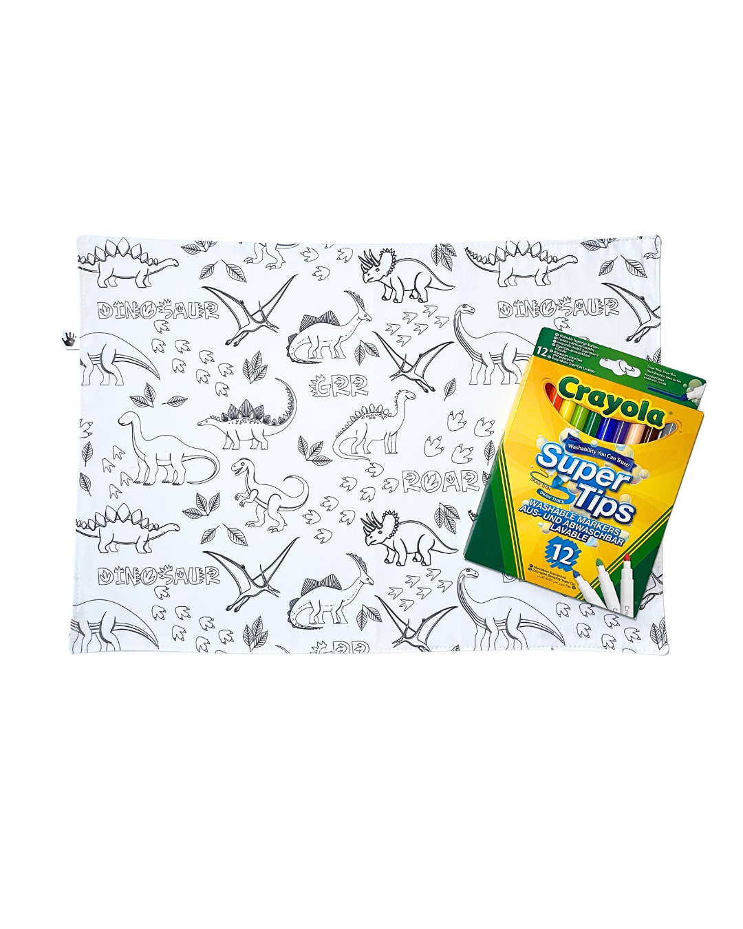 Dinosaurs 'Colour Me' Placemat with 12 Washable | Reversible Colouring Placemat