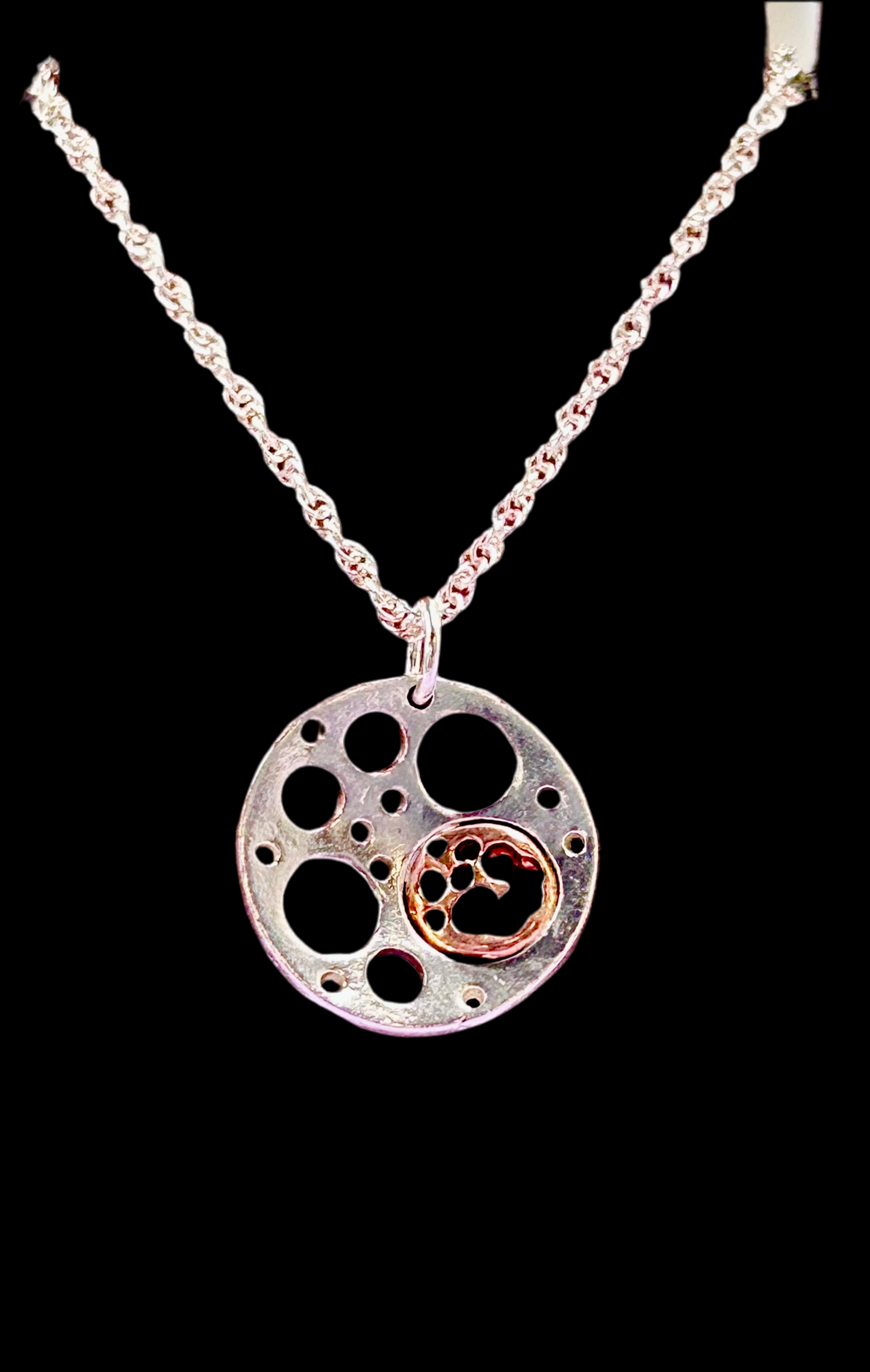 Silver & copper circles pendant