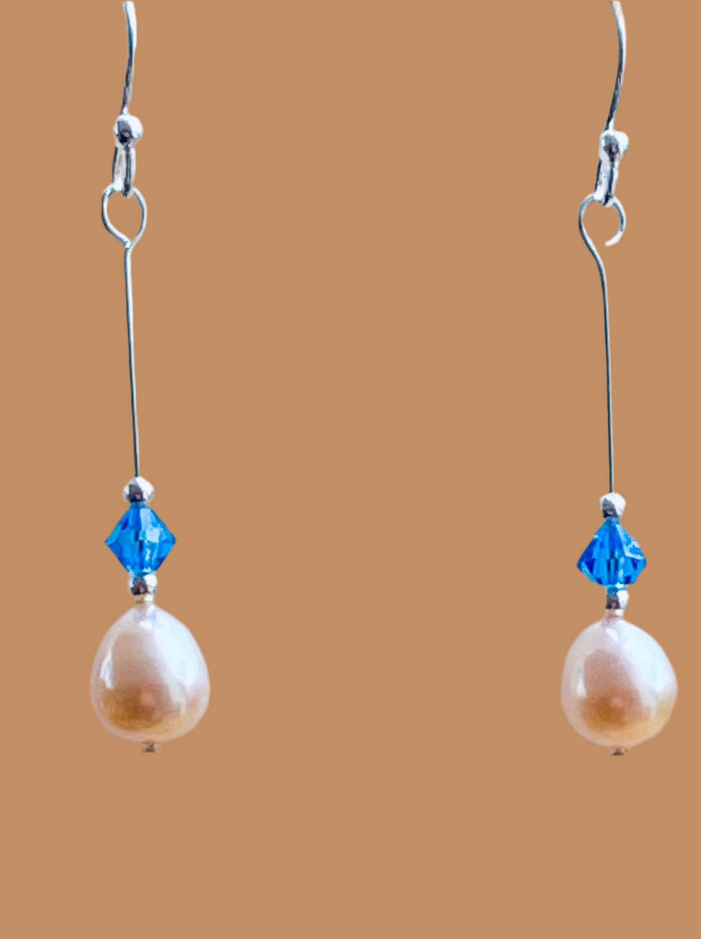 Long drop Pearl and Swarovski Earrings
