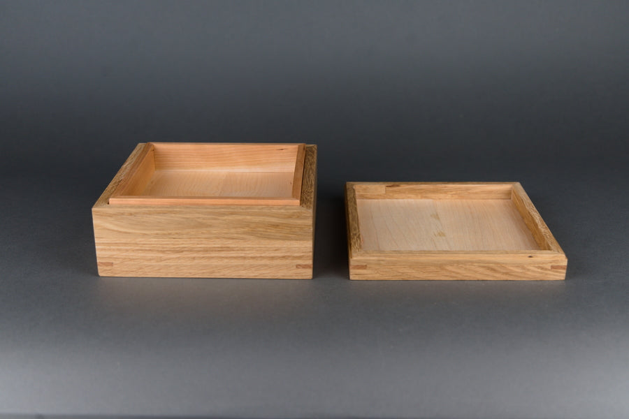 Oak Keepsake Box w/ tray