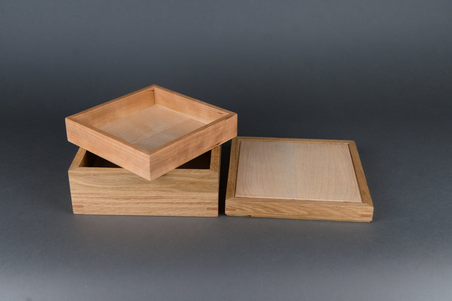 Oak Keepsake Box w/ tray
