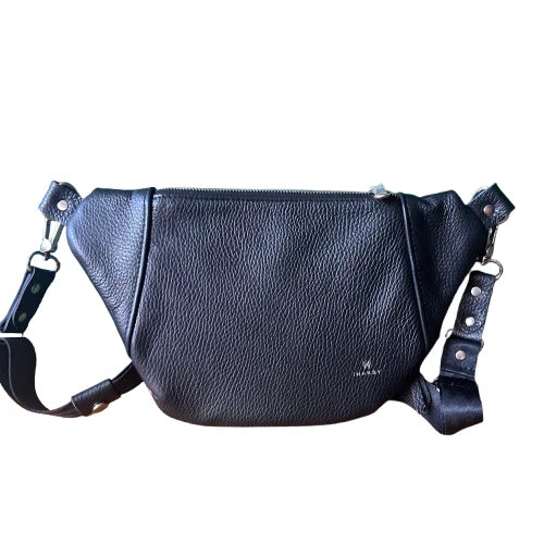 The Sleek Stripes – Orange Suede & Cowhide Leather Bag with Black Strap