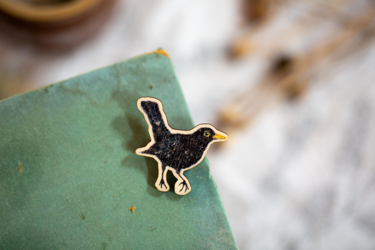 Blackbird art Print | needle felt bird art