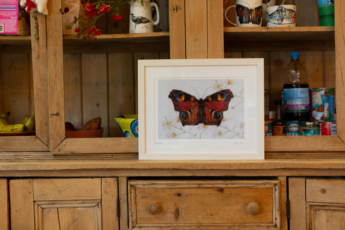 Red Butterfly Print | Irish peacock butterfly art