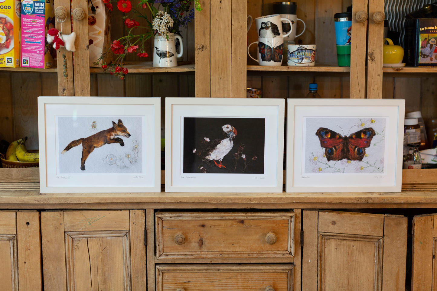 Puffin Print Sea of Gold | puffin on rocks art print