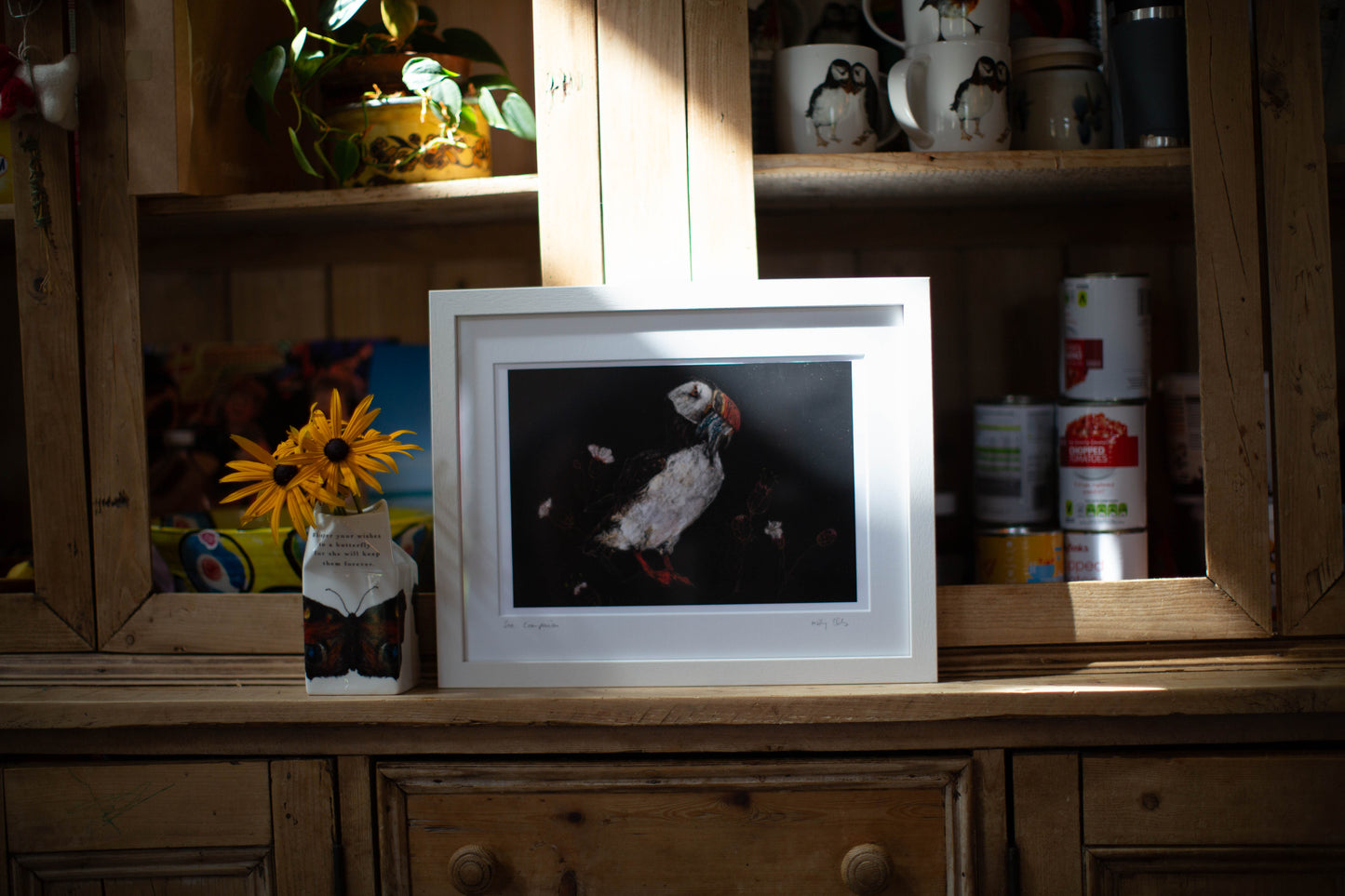 Puffin Print with sea companion | native bird art