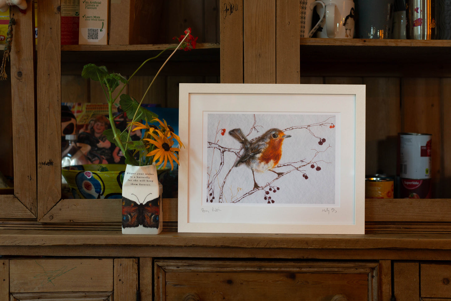 Shadow Robin Print | Red robin felt art