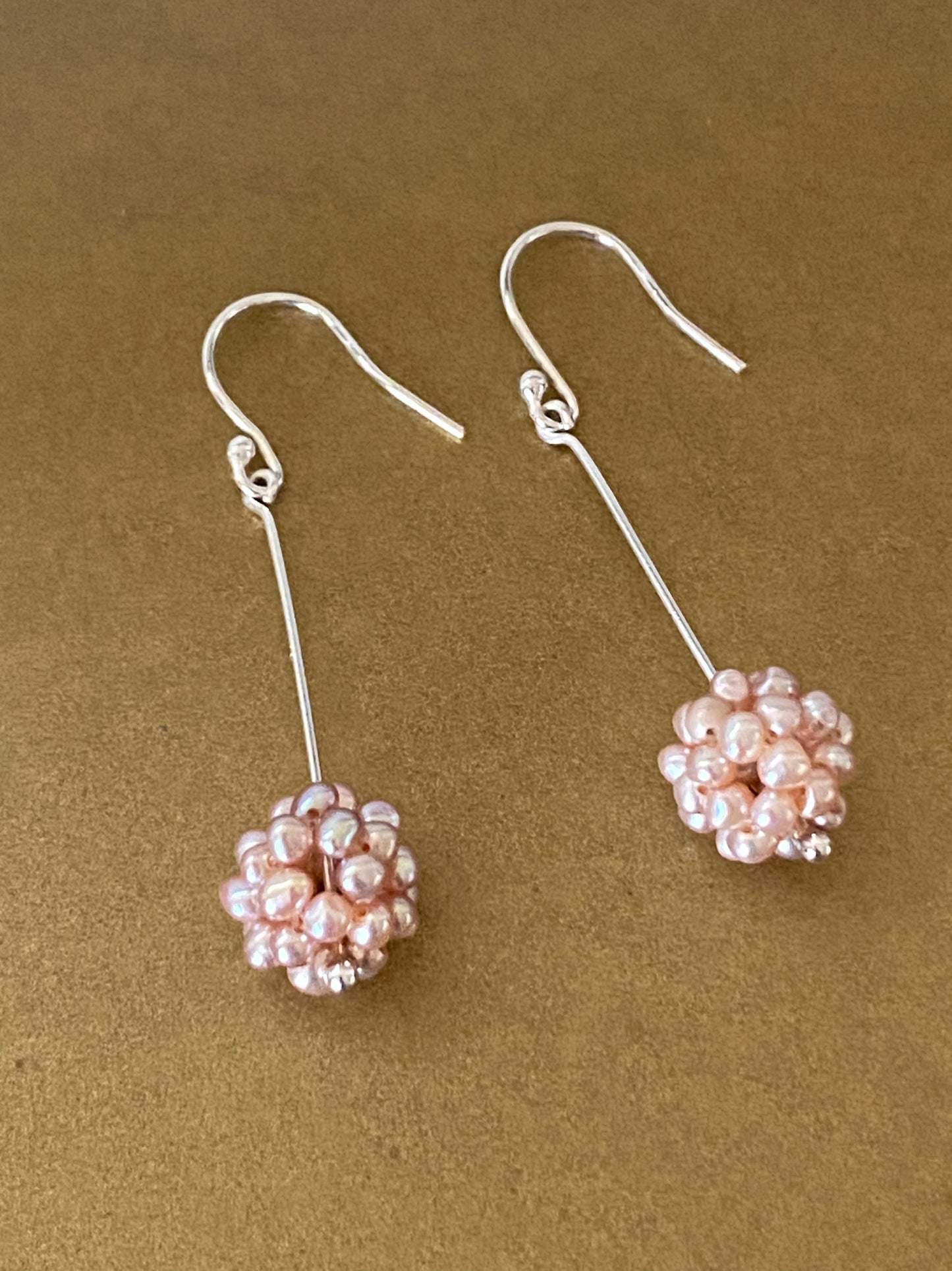 Gleaming Water Pearl Long Earrings