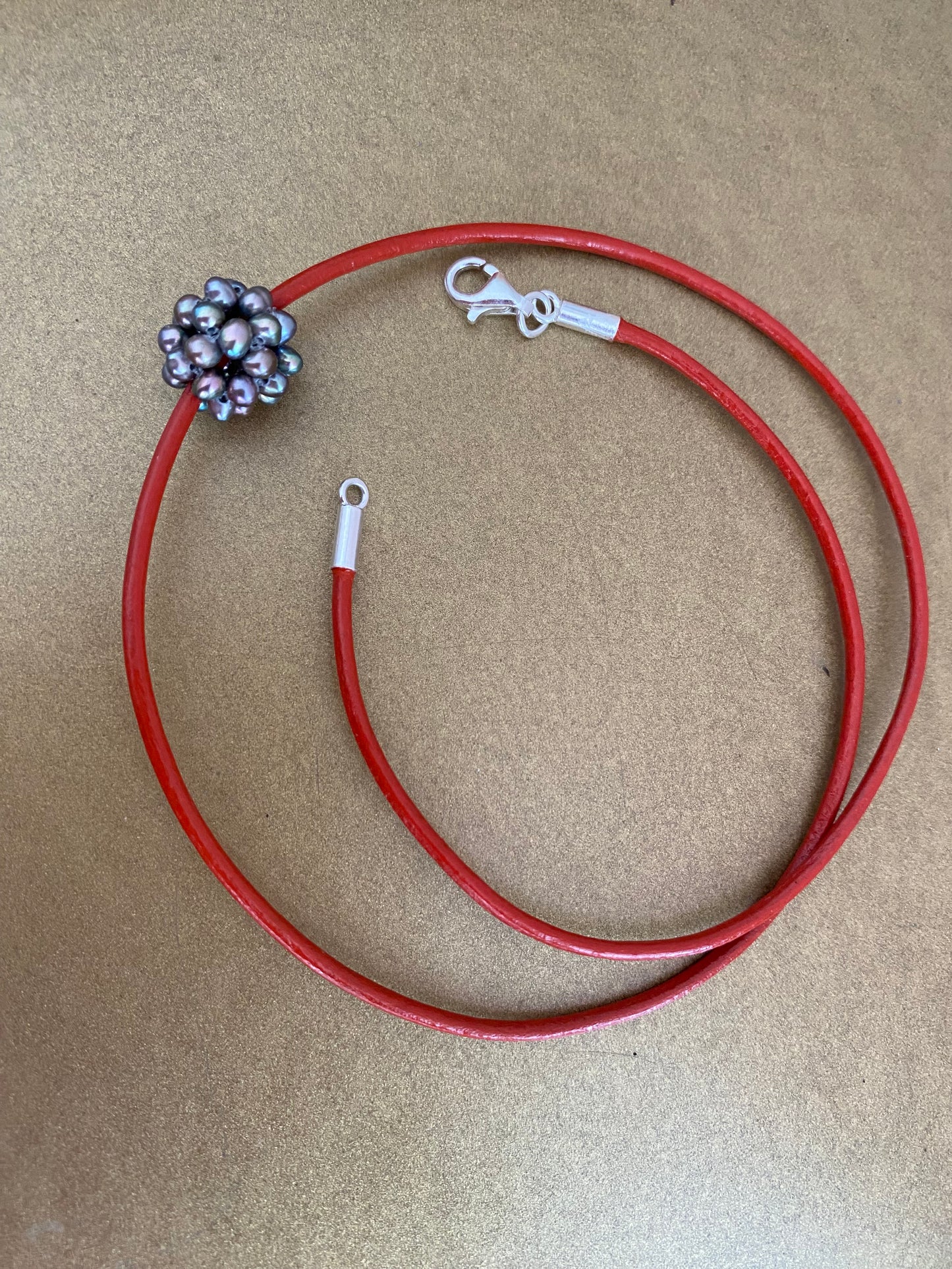 Summer Time Pearl and Leather Necklace -NEW