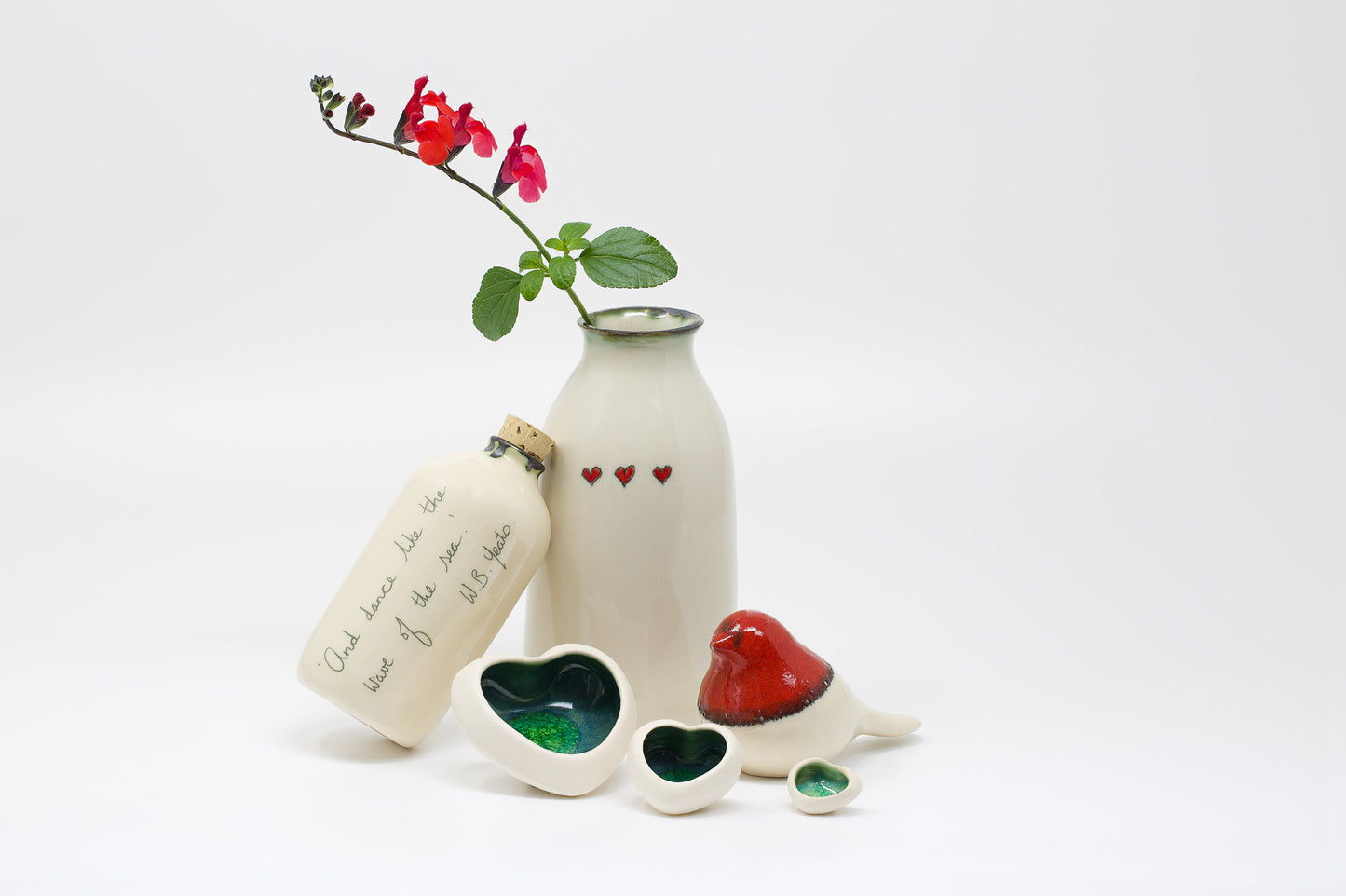 Ceramic Vase - 3 Heart Design